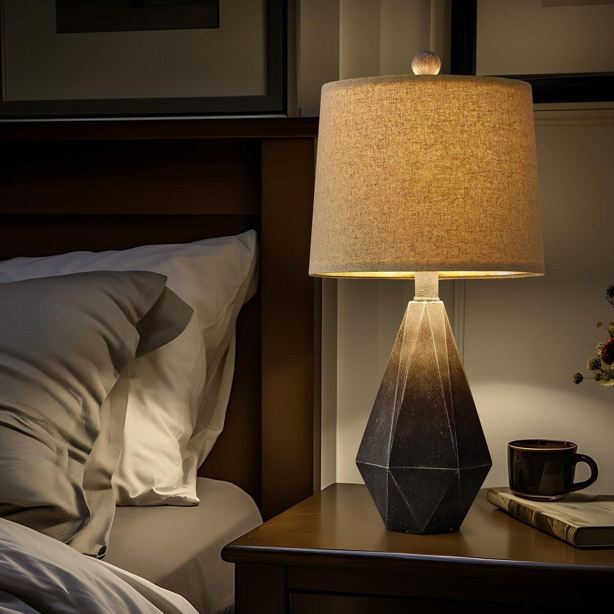 Table Lamp Set of 2, Bedside Lamp for Nightstand