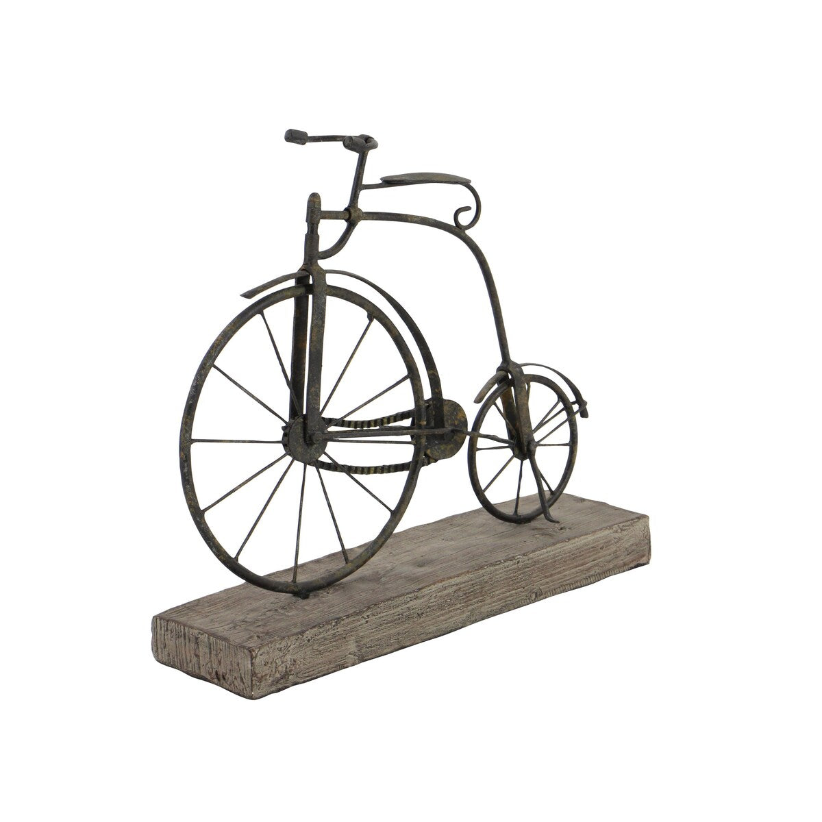 Metal Bike Decorative Sculpture with Wood Base - Black - Roche River Decor