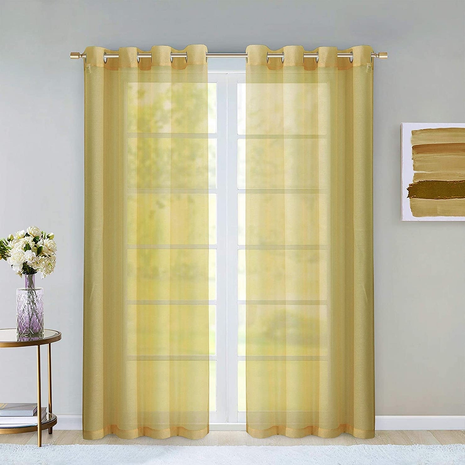 Dainty Home Malibu Extra Wide Curtains Solid Sheer Window Curtain Panel Pair