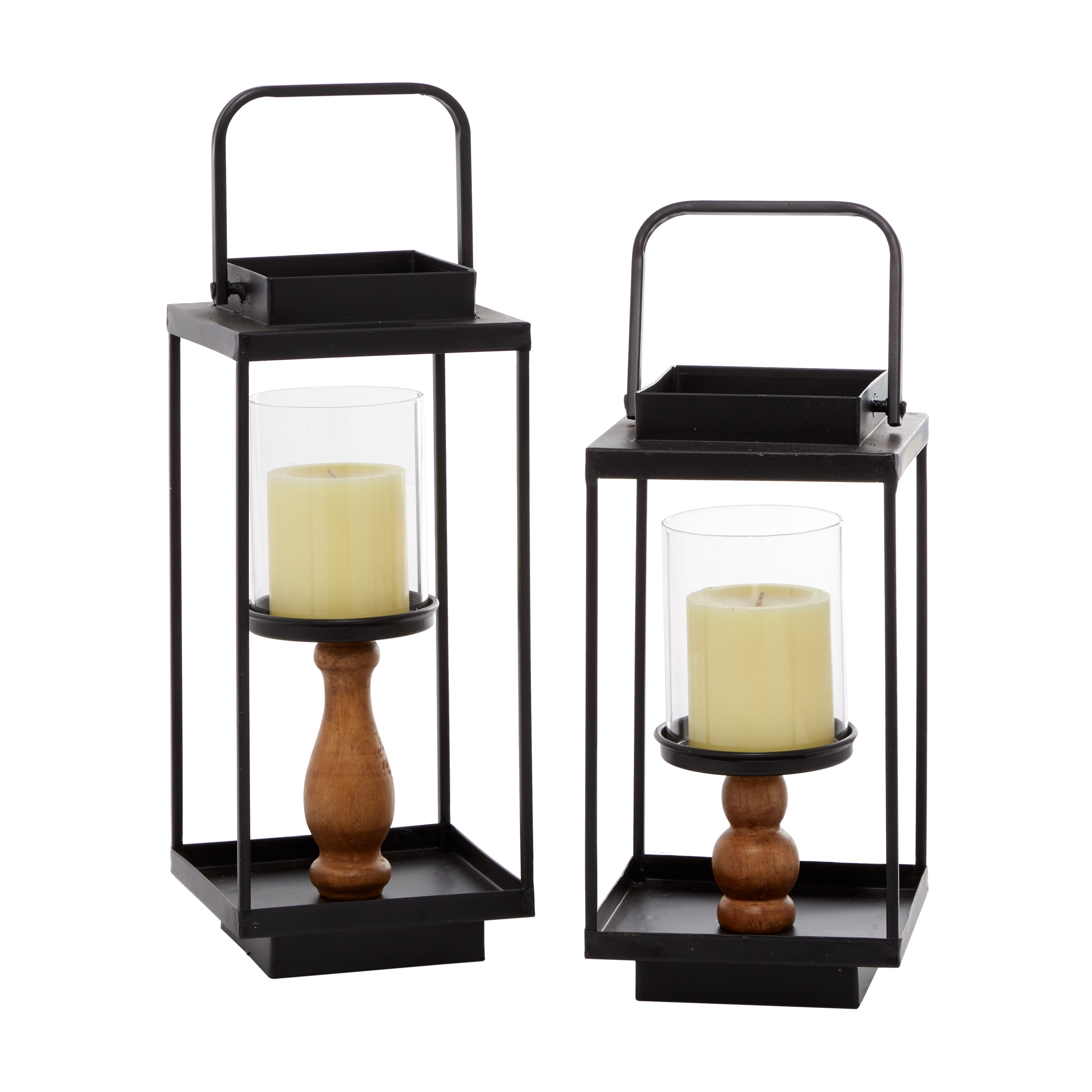 Black Iron Contemporary Lantern (Set of 2) - 6 x 7 x 13