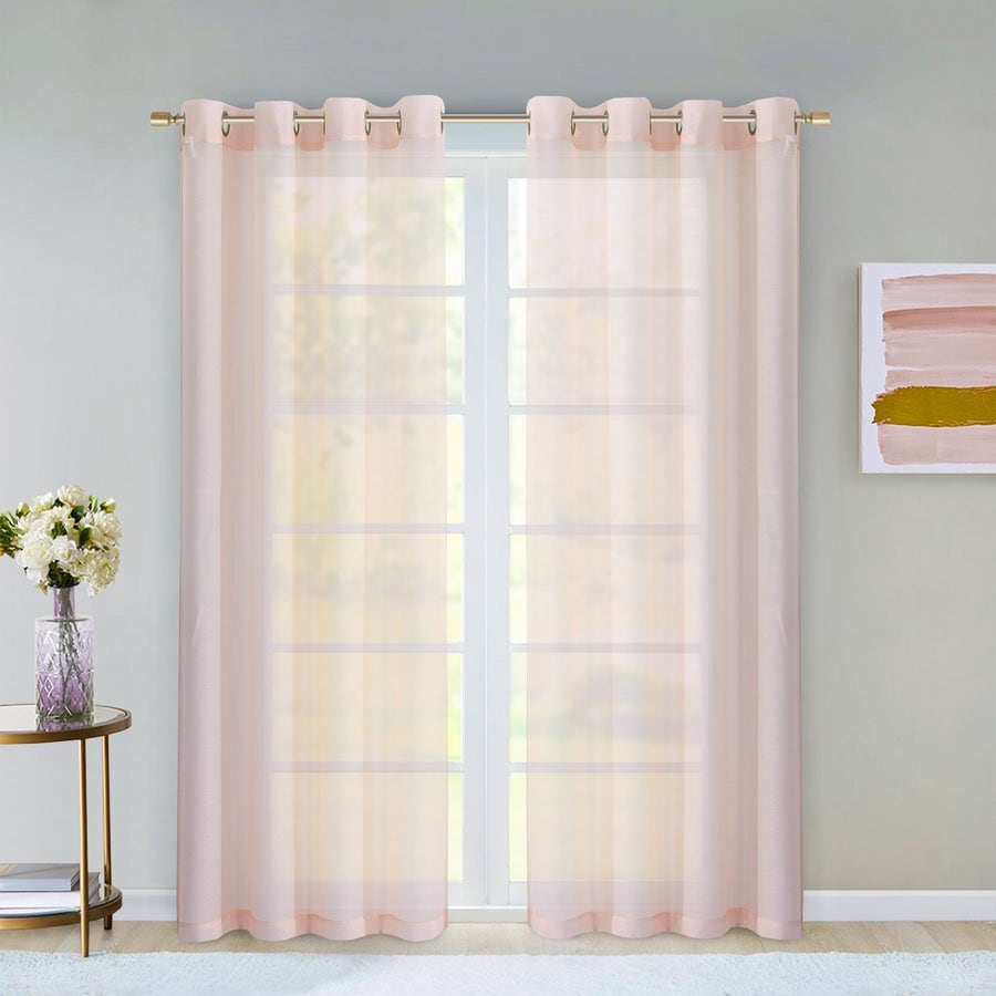 Dainty Home Malibu Extra Wide Curtains Solid Sheer Window Curtain Panel Pair