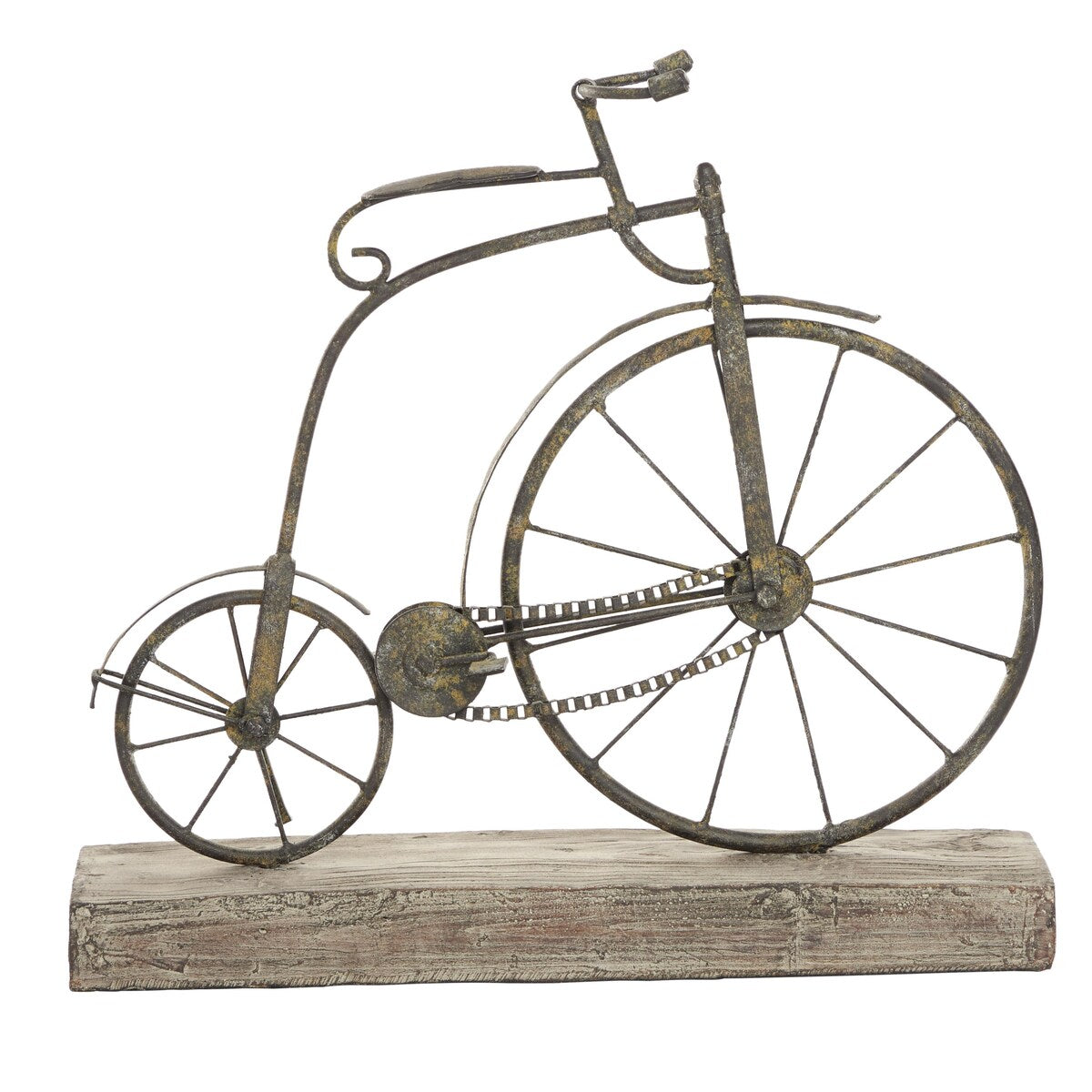 Metal Bike Decorative Sculpture with Wood Base - Black - Roche River Decor