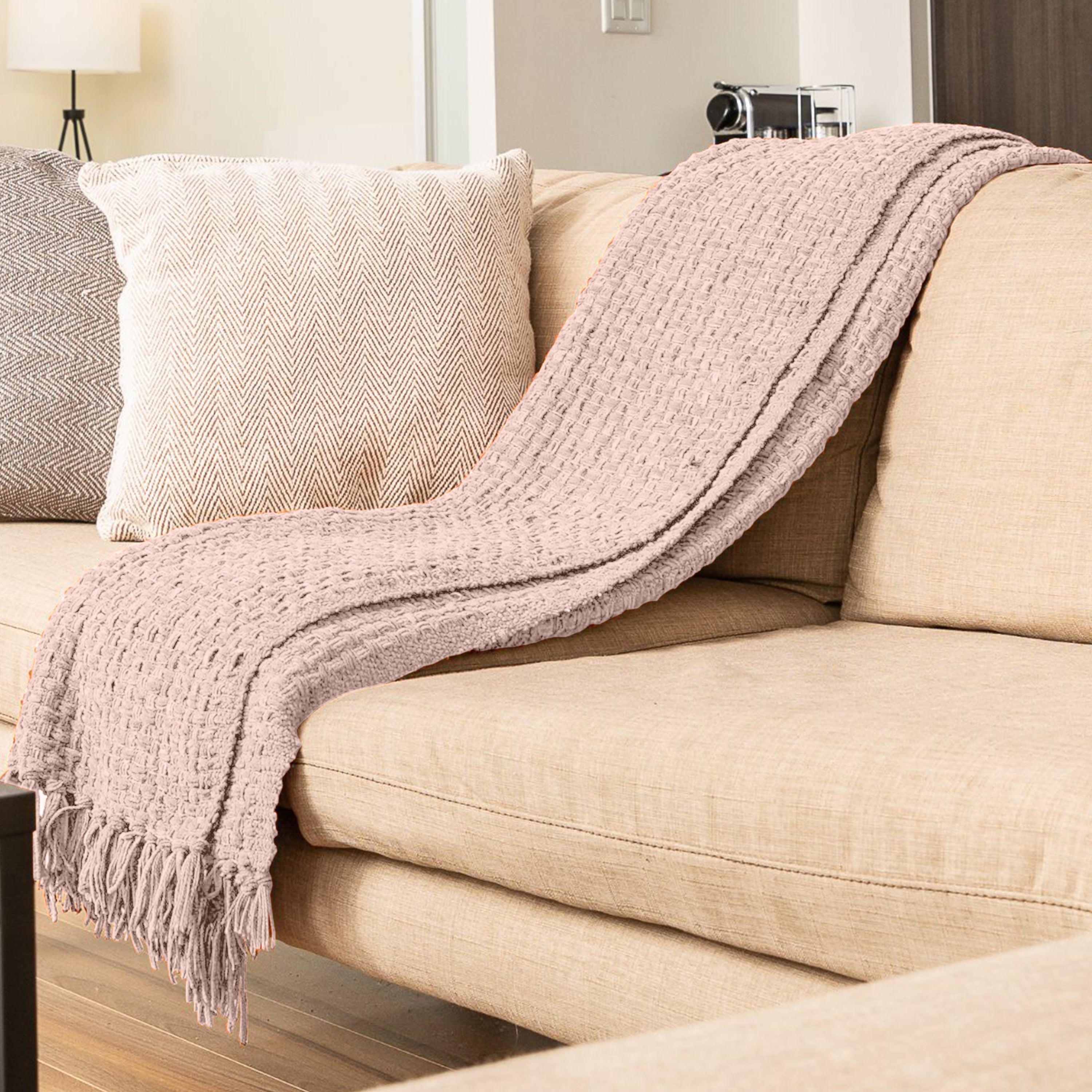 Fabstyles Chenille Basket Weave Polyester Throw Blanket