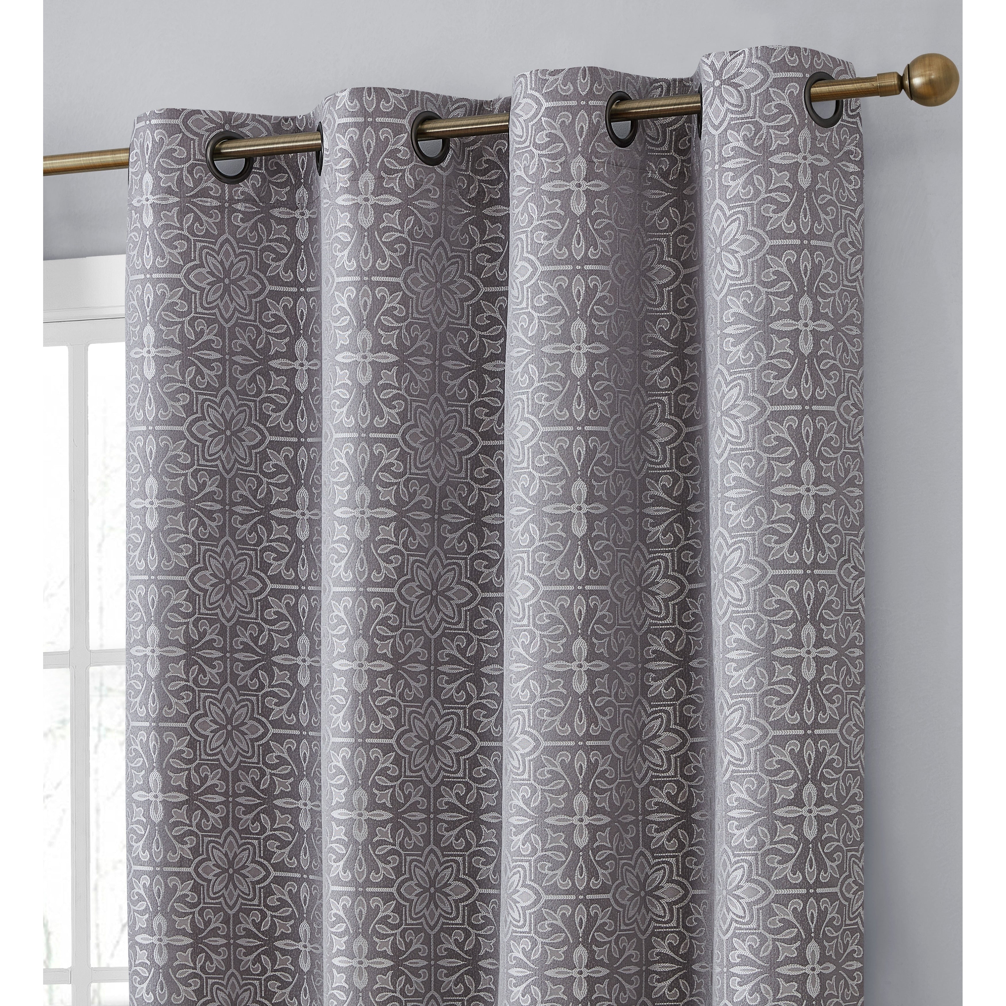 HLC.me Mia Tile 100% Complete Blackout Thermal Insulated Heat/Cold/UV Blocking Grommet Curtain Panels - Pair