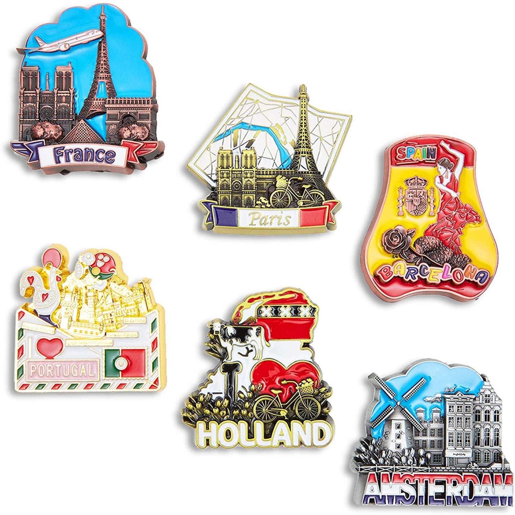 Refrigerator Magnets Set, European Big Cities (6 Pack)