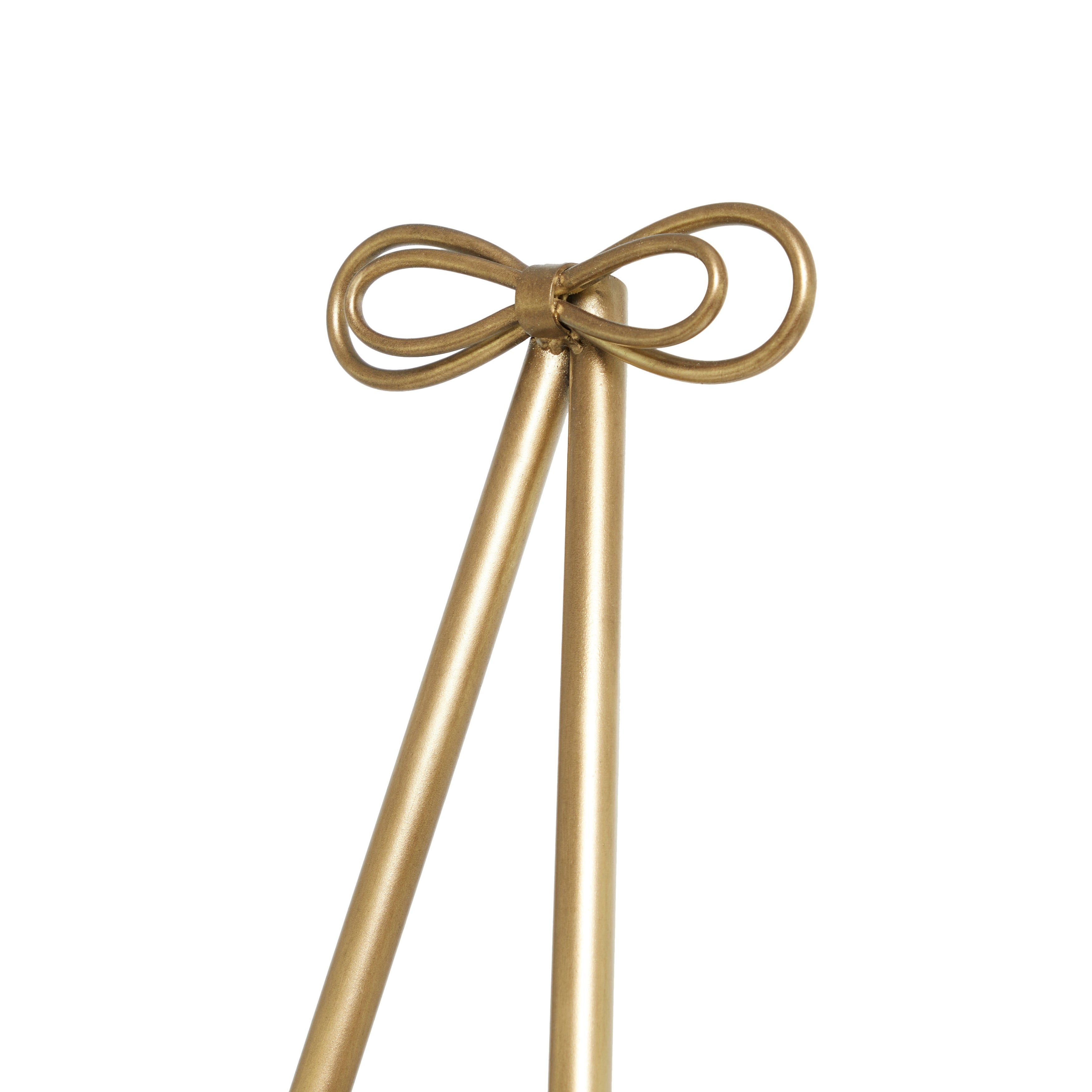 Metal Tall Adjustable Display Stand Floor 3 Tier Easel with Bow Top - Gold - Roche River Decor