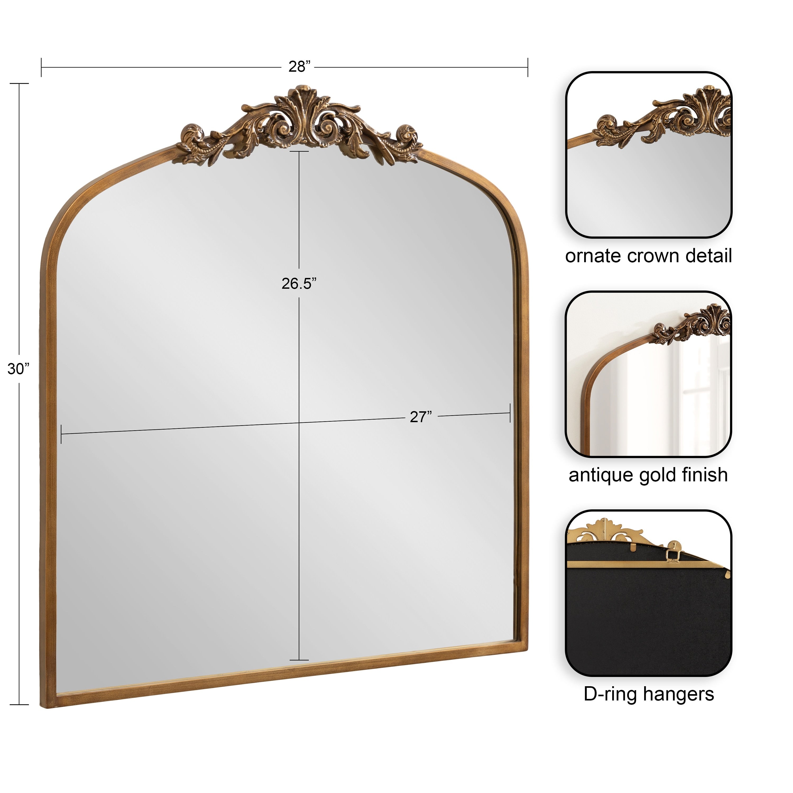 Kate and Laurel Arendahl Traditional Baroque Arch Wall Mirror