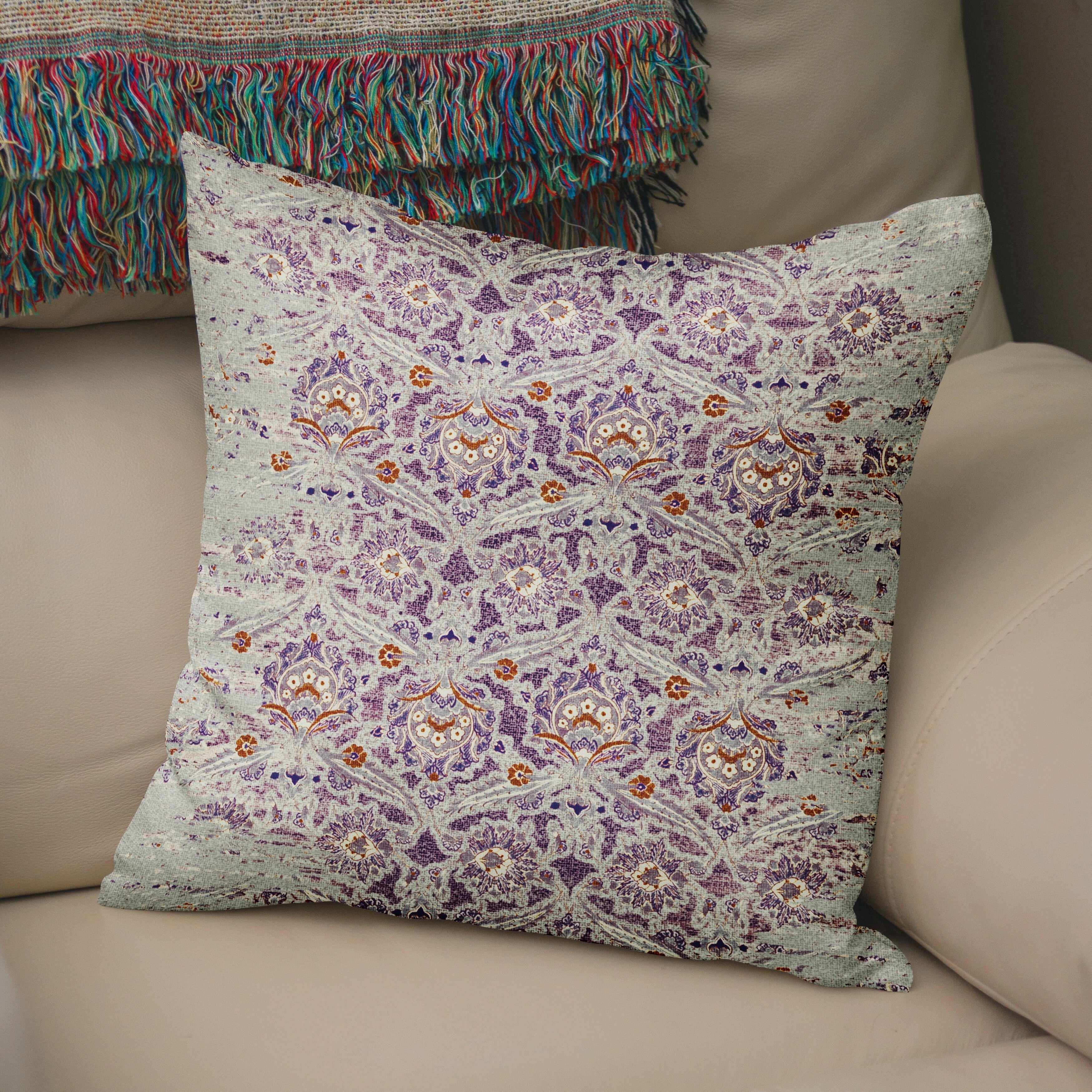 Kavka Designs purple/ grey/ orange purple charlotte accent pillow with insert