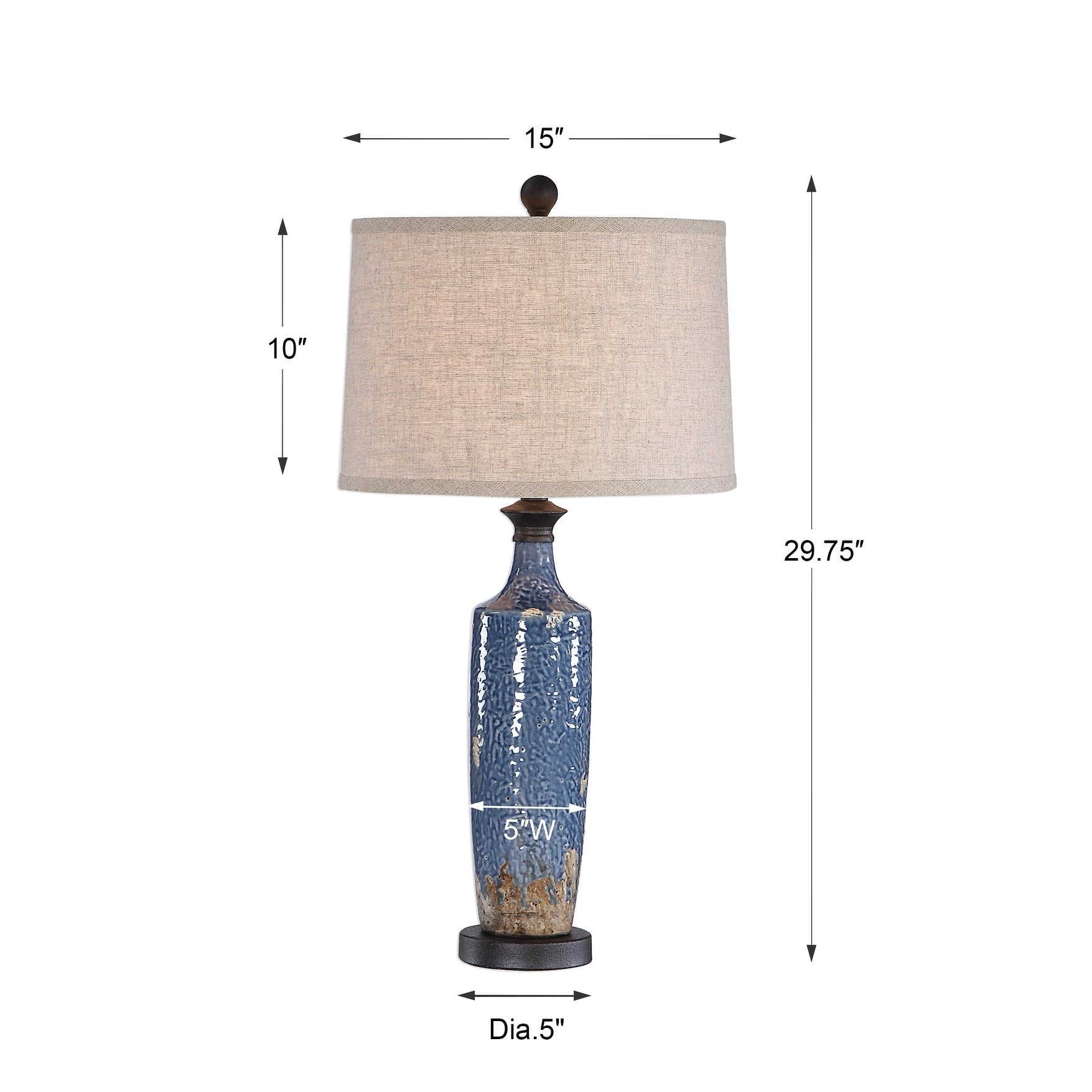 Bajze Blue and Khaki Textured Ceramic Table Lamp by Jim Parsons