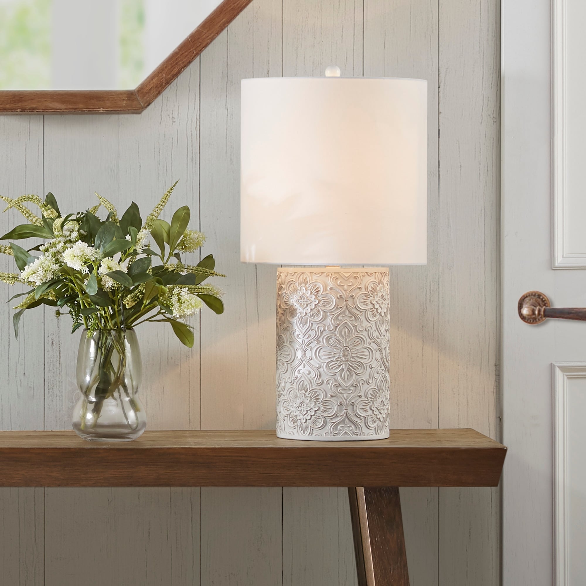 INK+IVY Ashbourne Embossed Floral Resin Table Lamp