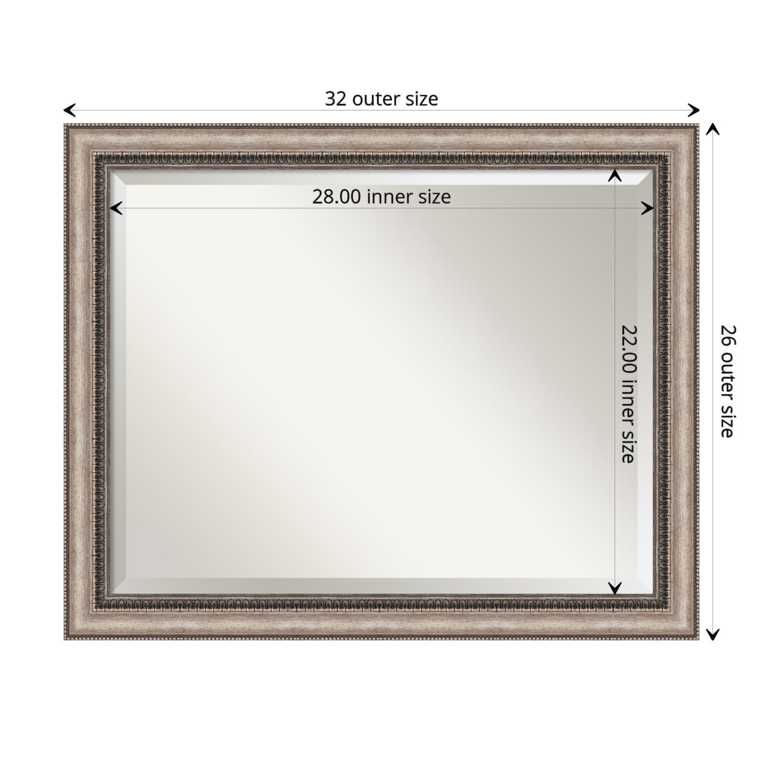 Beveled Bathroom Wall Mirror - Lyla Ornate Silver Frame - Lyla Ornate Silver