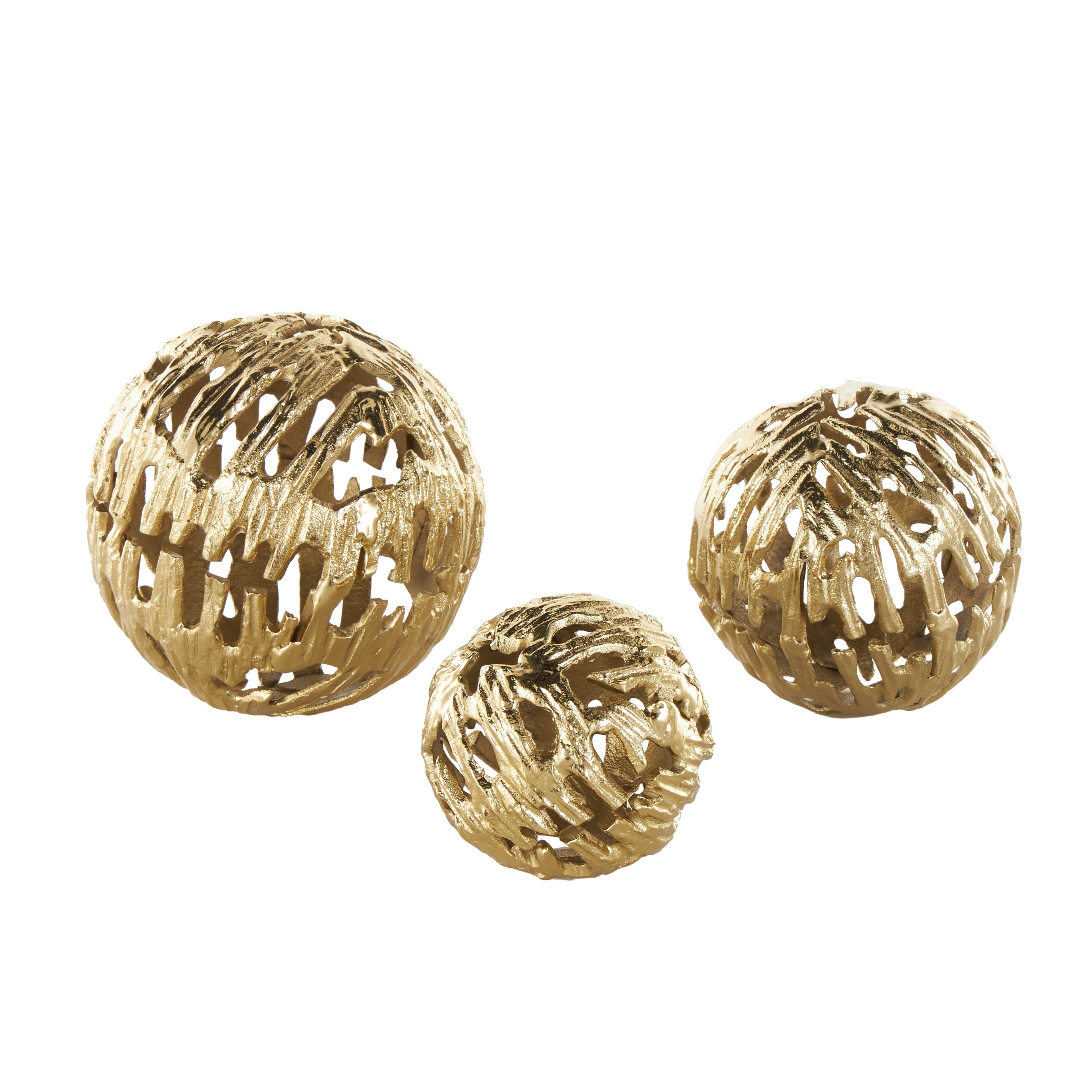 Silver or Gold Aluminum Metallic Cutout Abstract Orbs & Vase Filler (Set of 3)