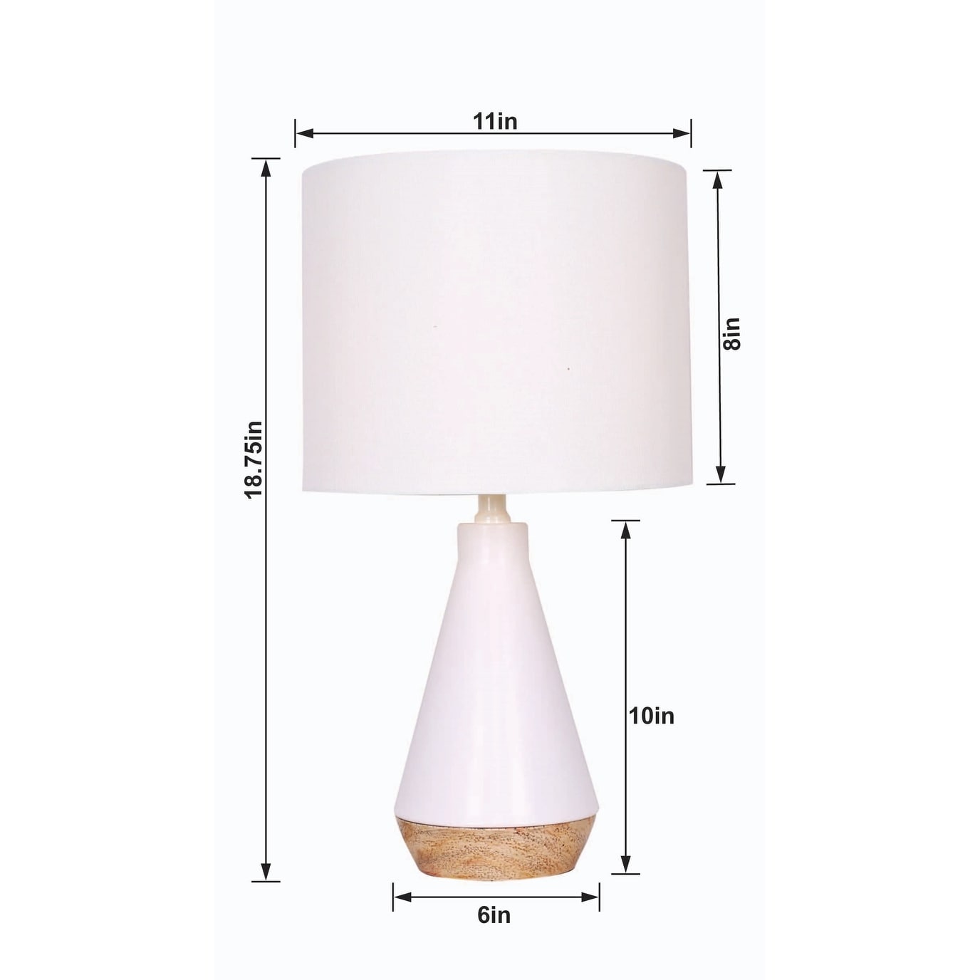 Elise White and Wood Grain Lamp - Set of 2