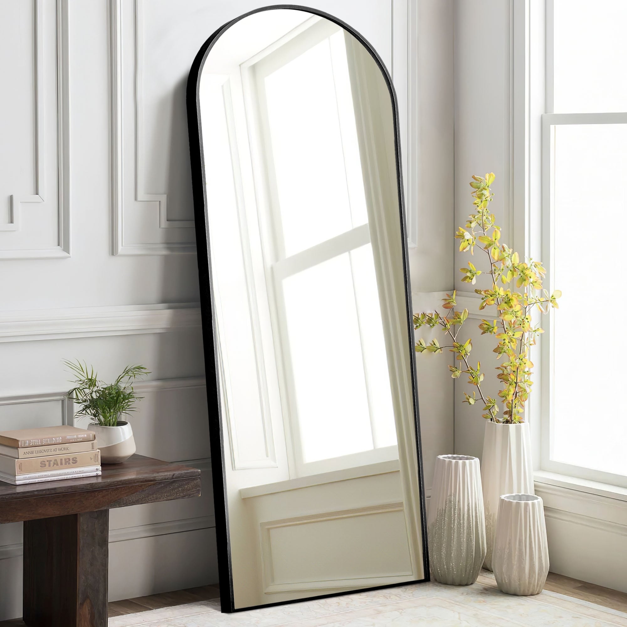 Arched Metal Full-length Standing Floor Mirror