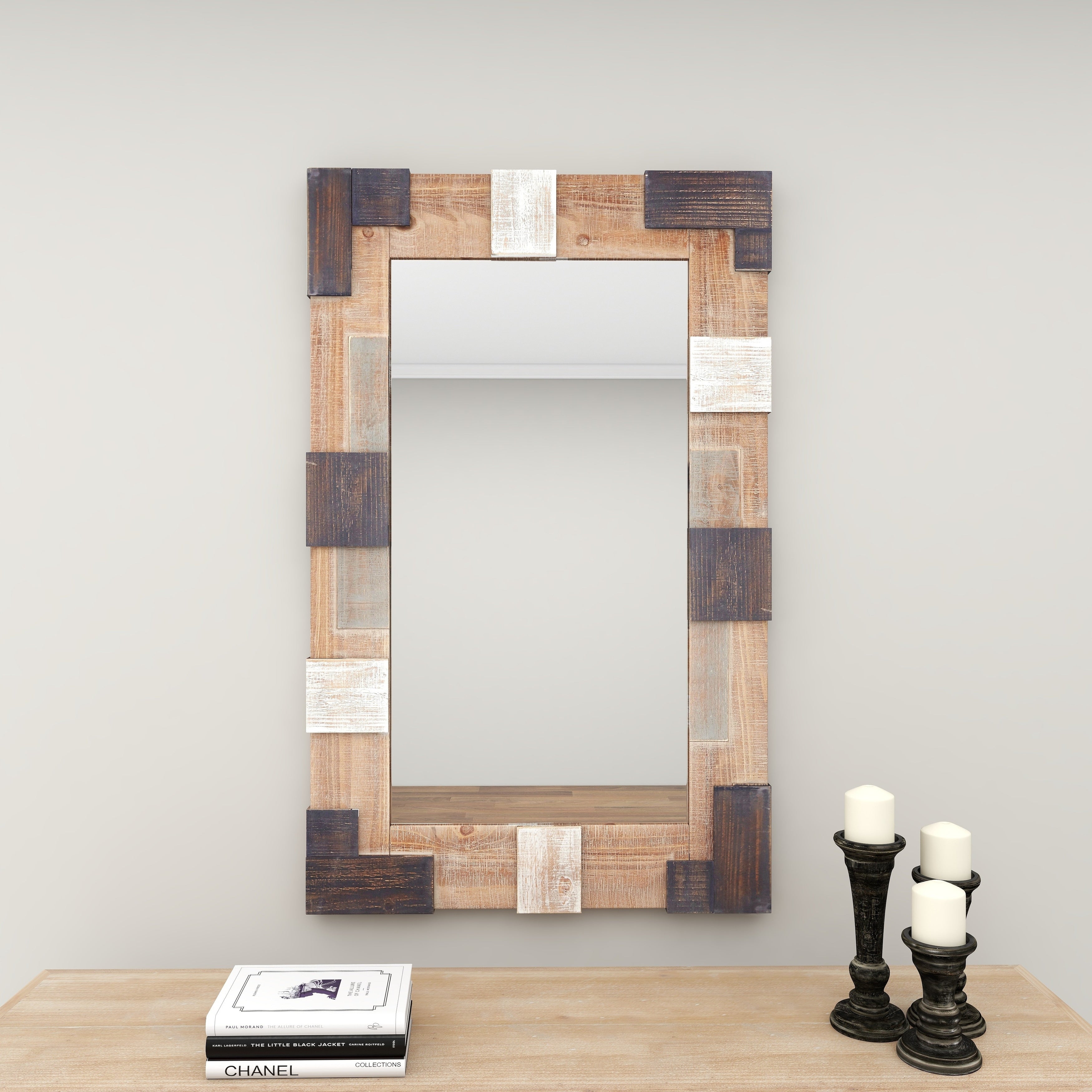 Brown MDF Farmhouse Wall Mirror 46 x 29 x 2 - 29 x 2 x 46