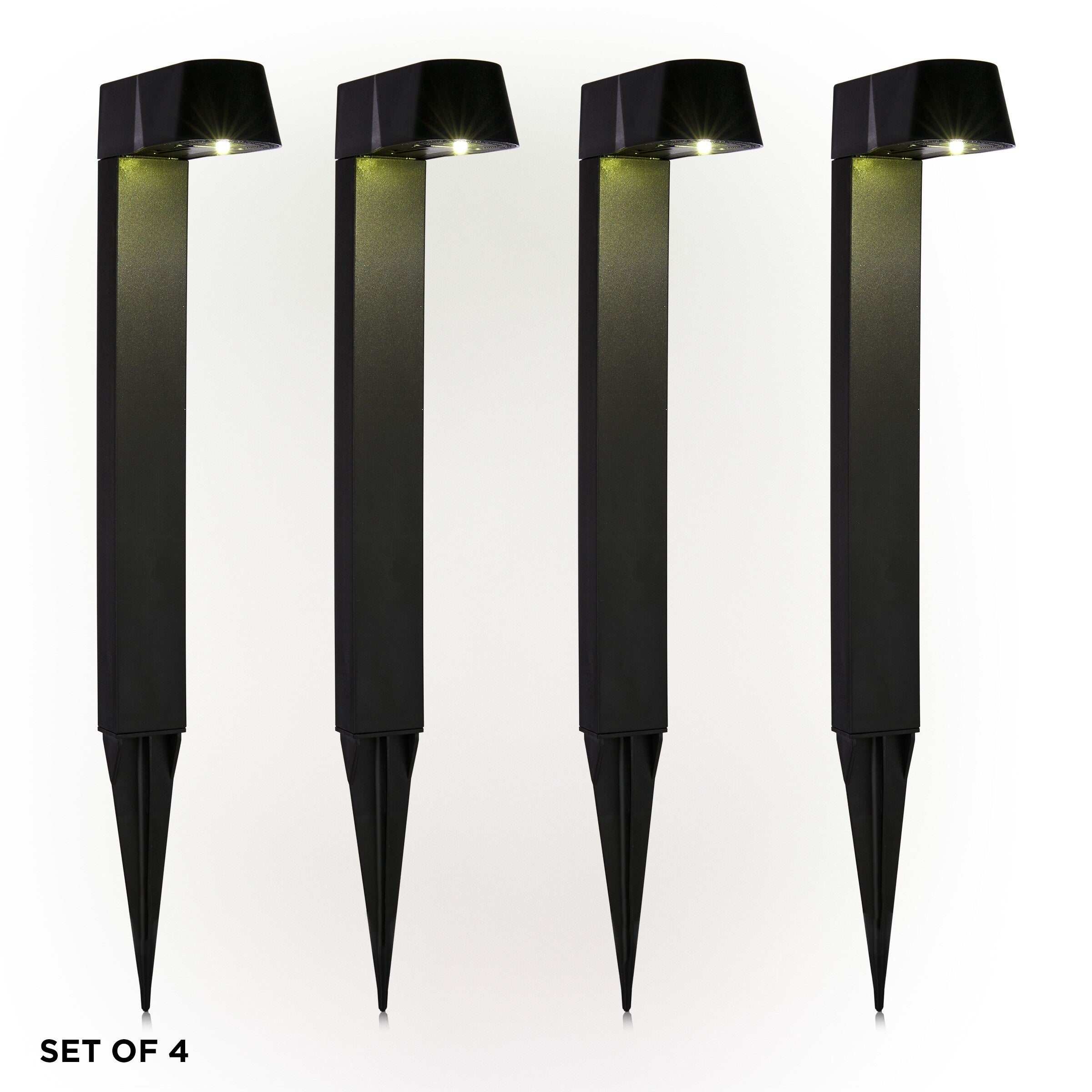 Alpine Corporation Solar-Powered Black Abstract Pathway Lights, 4-Piece