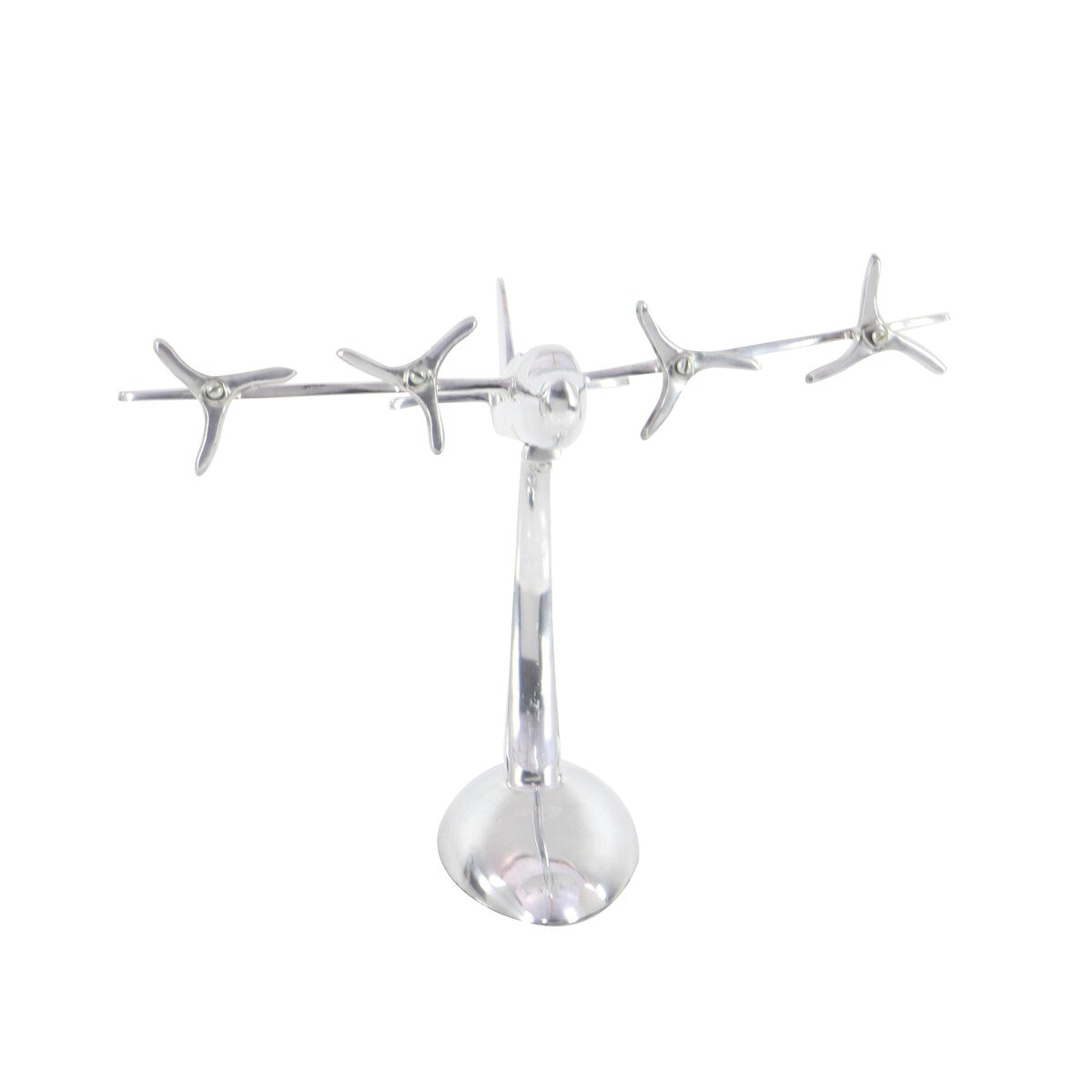 Aluminum Metal Airplane Decorative Sculpture - Silver - Roche River Decor