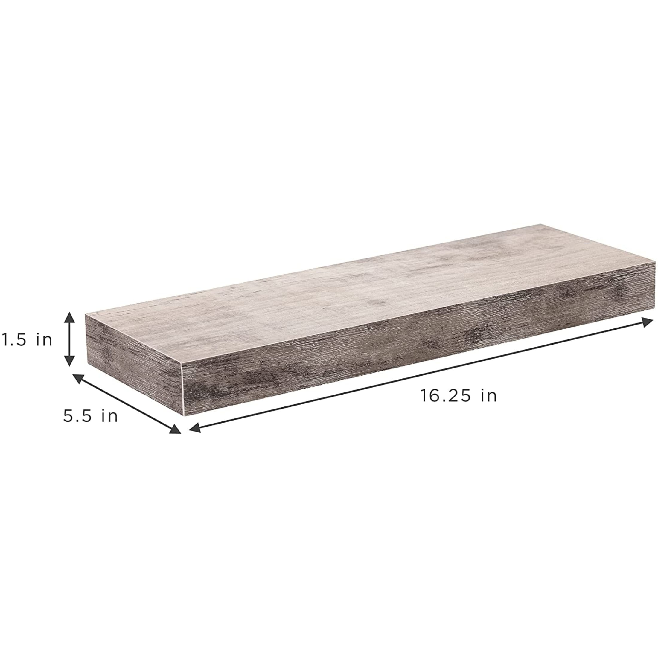 Floating Shelf Set Rustic Wood Hanging Rectangle Wall Shelves (2-Pack) - N/A