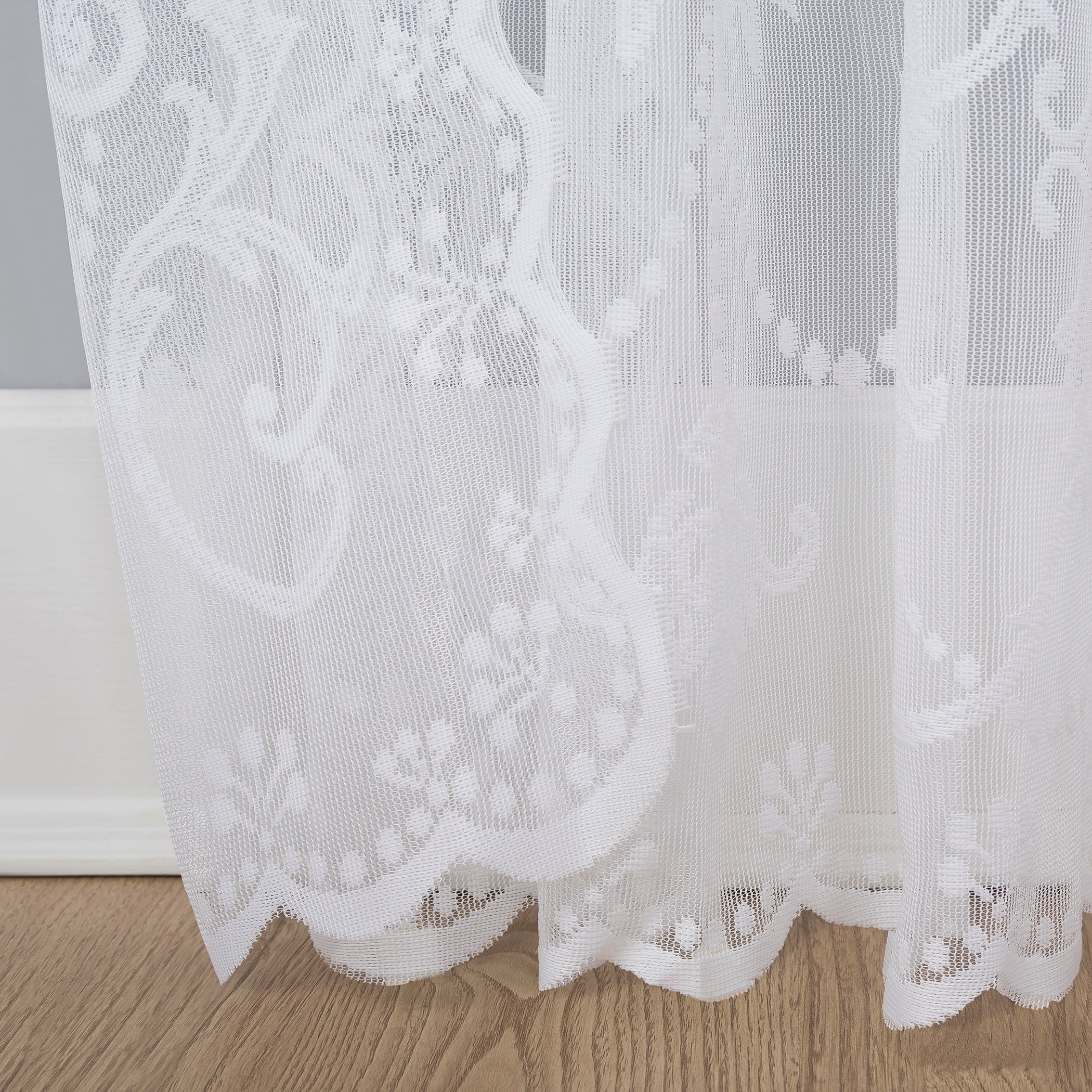 No. 918 Ariella Floral Lace Sheer Rod Pocket 1-Piece Curtain Panel, Single Panel