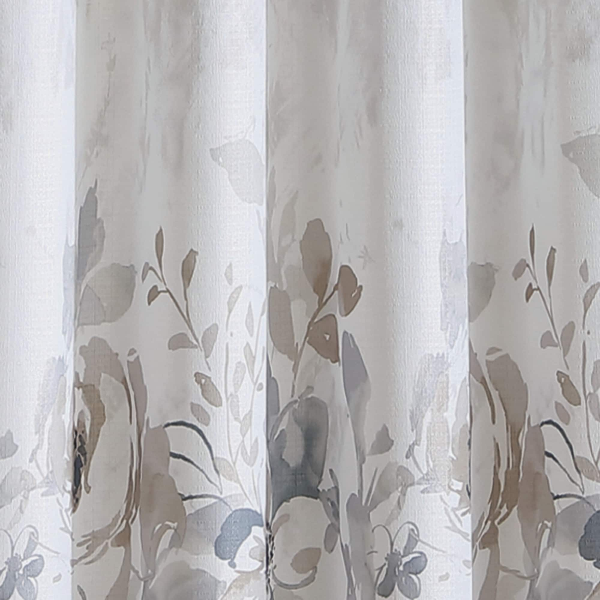 Watercolor Floral Flip Over Rod Pocket Single Curtain Panel