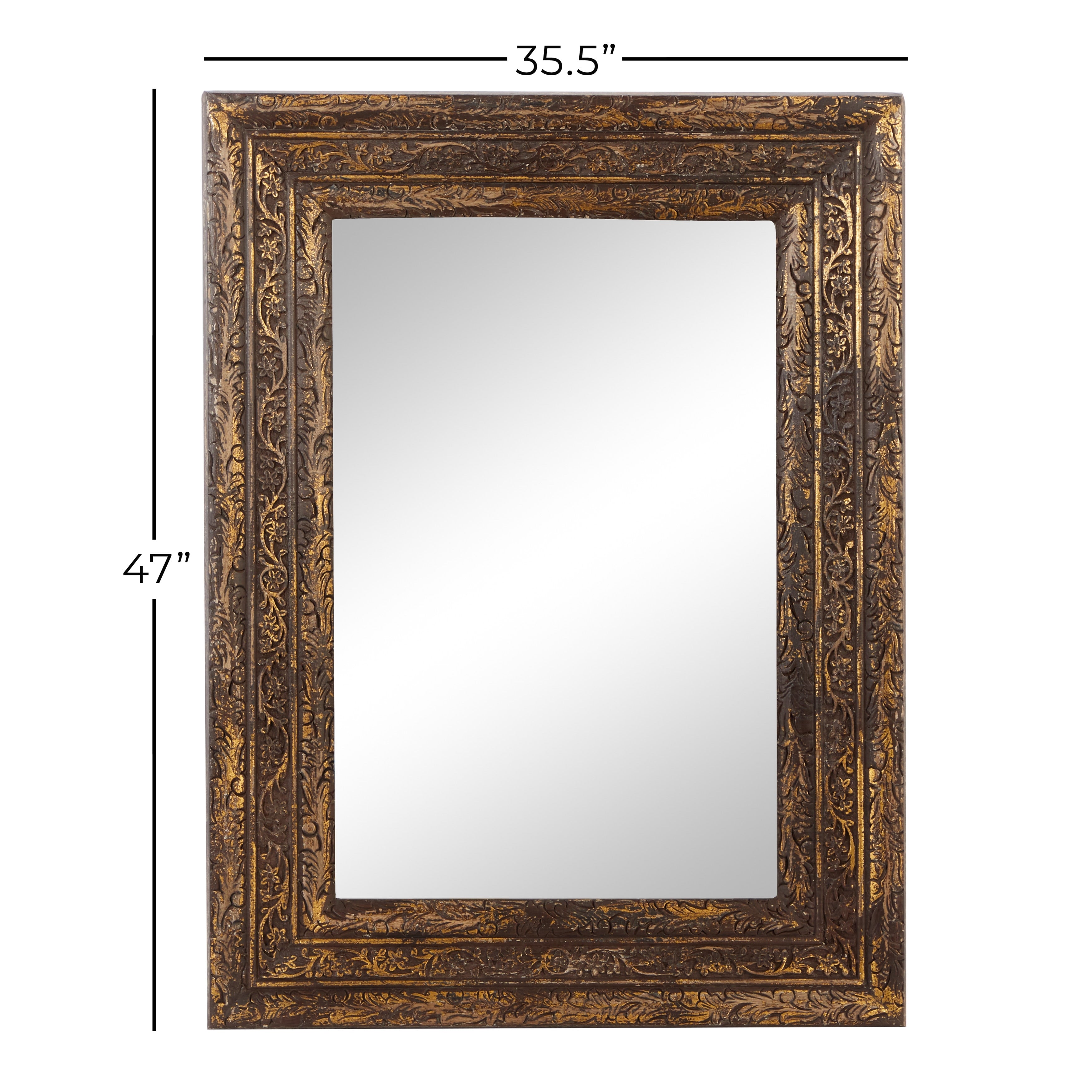 Gold Wood Rustic Wall Mirror 47 x 36 x 3 - 36 x 3 x 47