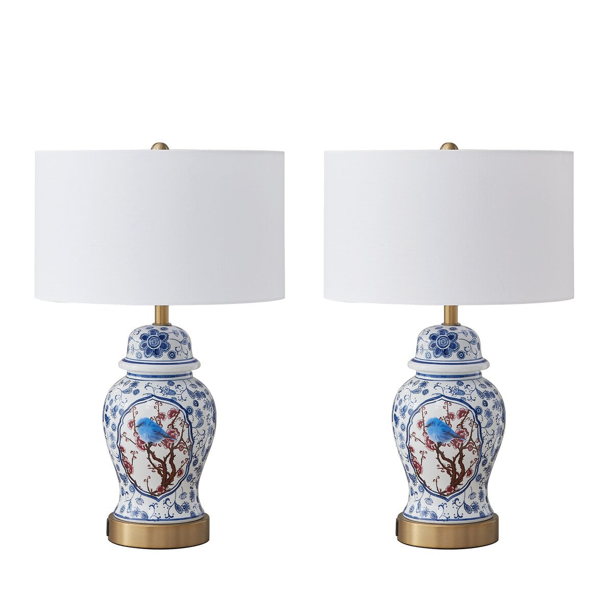 Acroma 2-set LED Dimmable Chinoiserie Table Lamp Blue&White - Set of 2