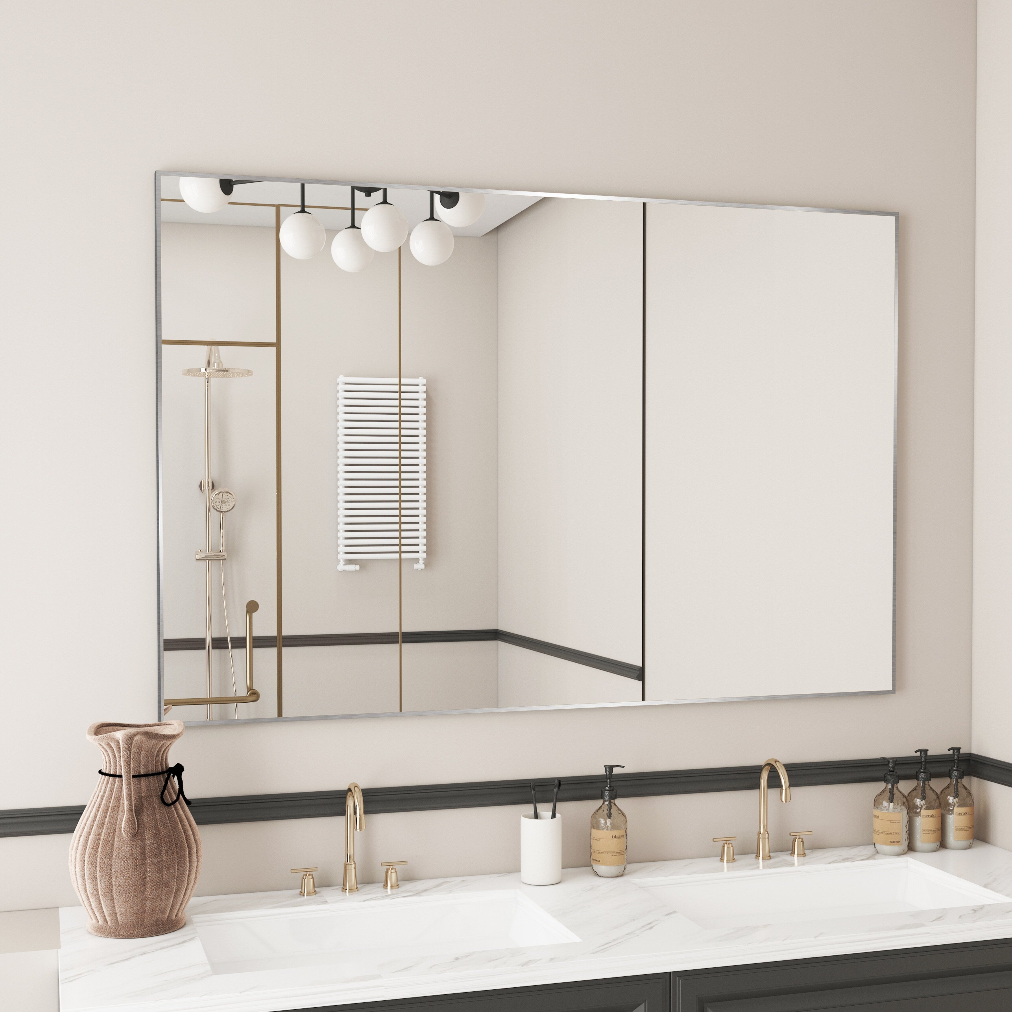 Aluminum Alloy Framed Wall Mounted Bathroom Vanity Accent Mirror in