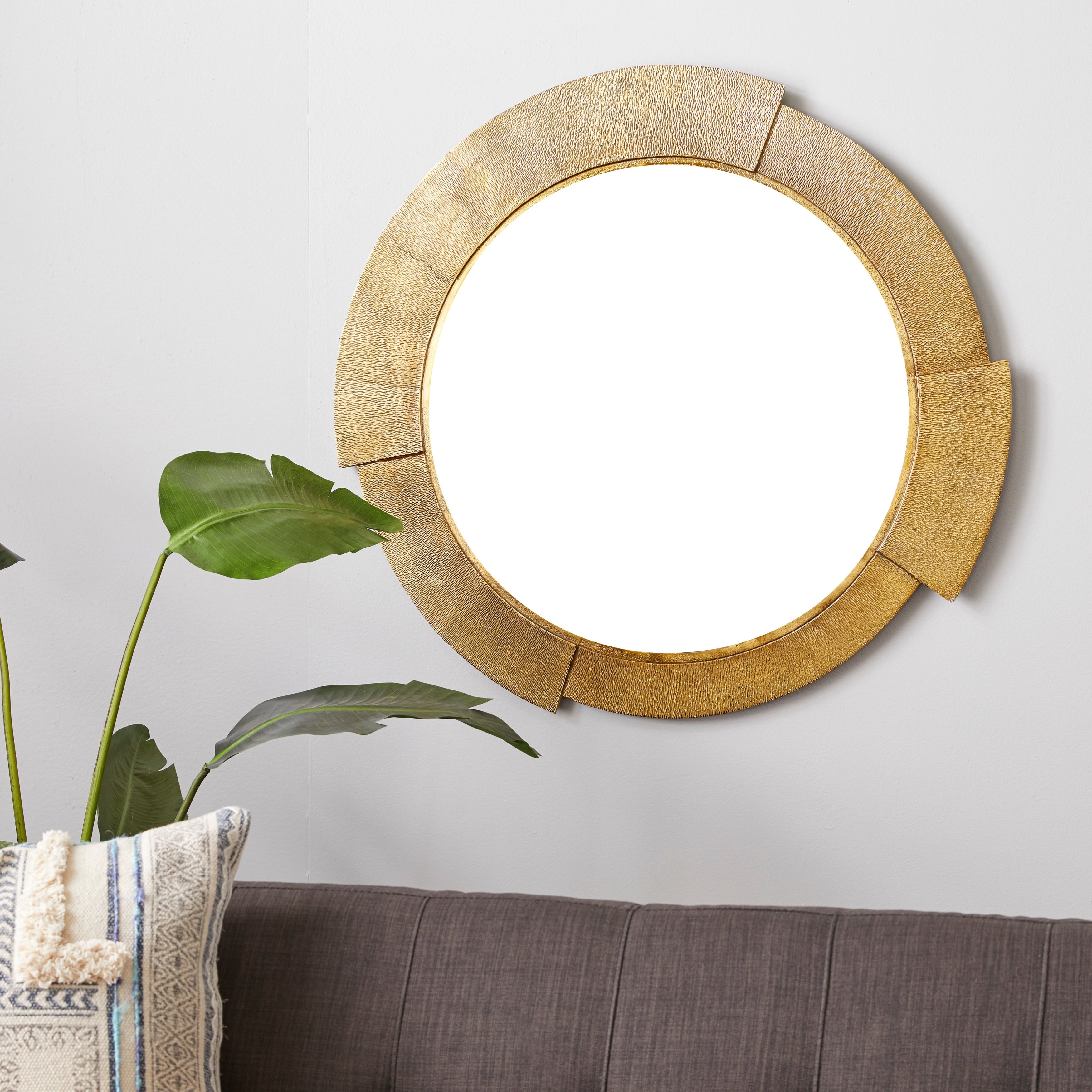 Gold Aluminum Contemporary Wall Mirror 36 x 36 x 1 - 36 x 1 x 36