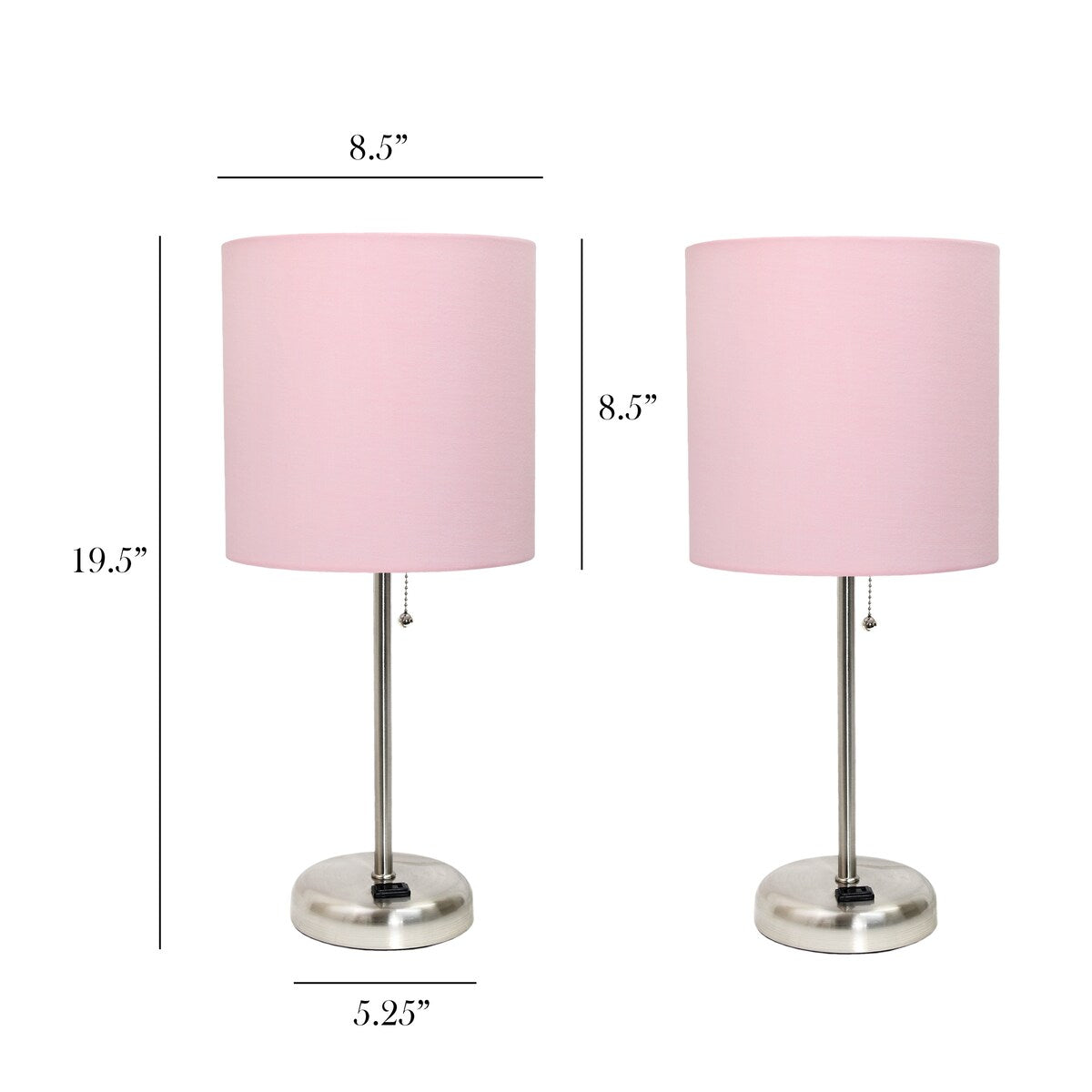 Simple Designs 19.5 2 Pack Table Desk Lamp Set with Charging Outlet - 19.50