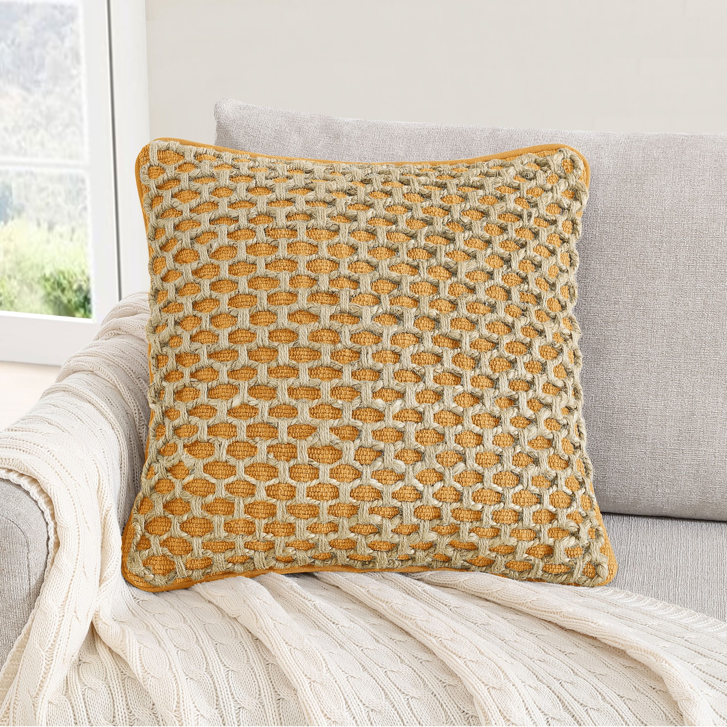 Boho Living Jada Braided Cotton/Jute Throw Pillows