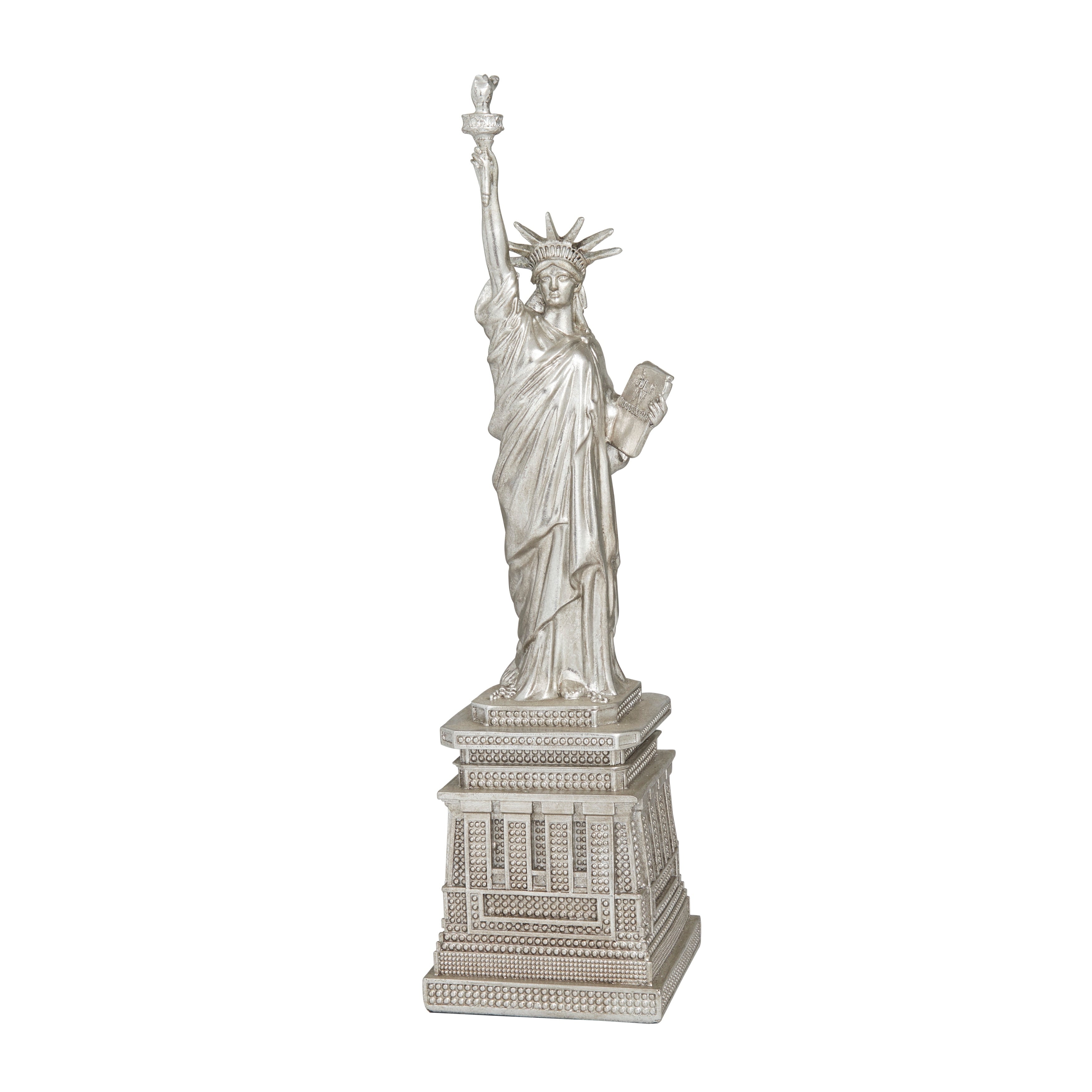 The Novogratz Silver Polystone Statue of Liberty Sculpture - 5 x 5 x 17