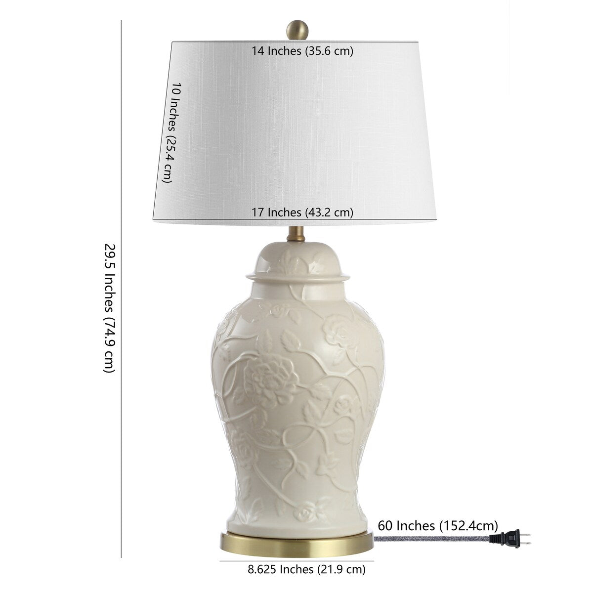 Chi 29.5 Ceramic Classic Traditional LED Lamp Table Lamp, Cream by JONATHAN Y