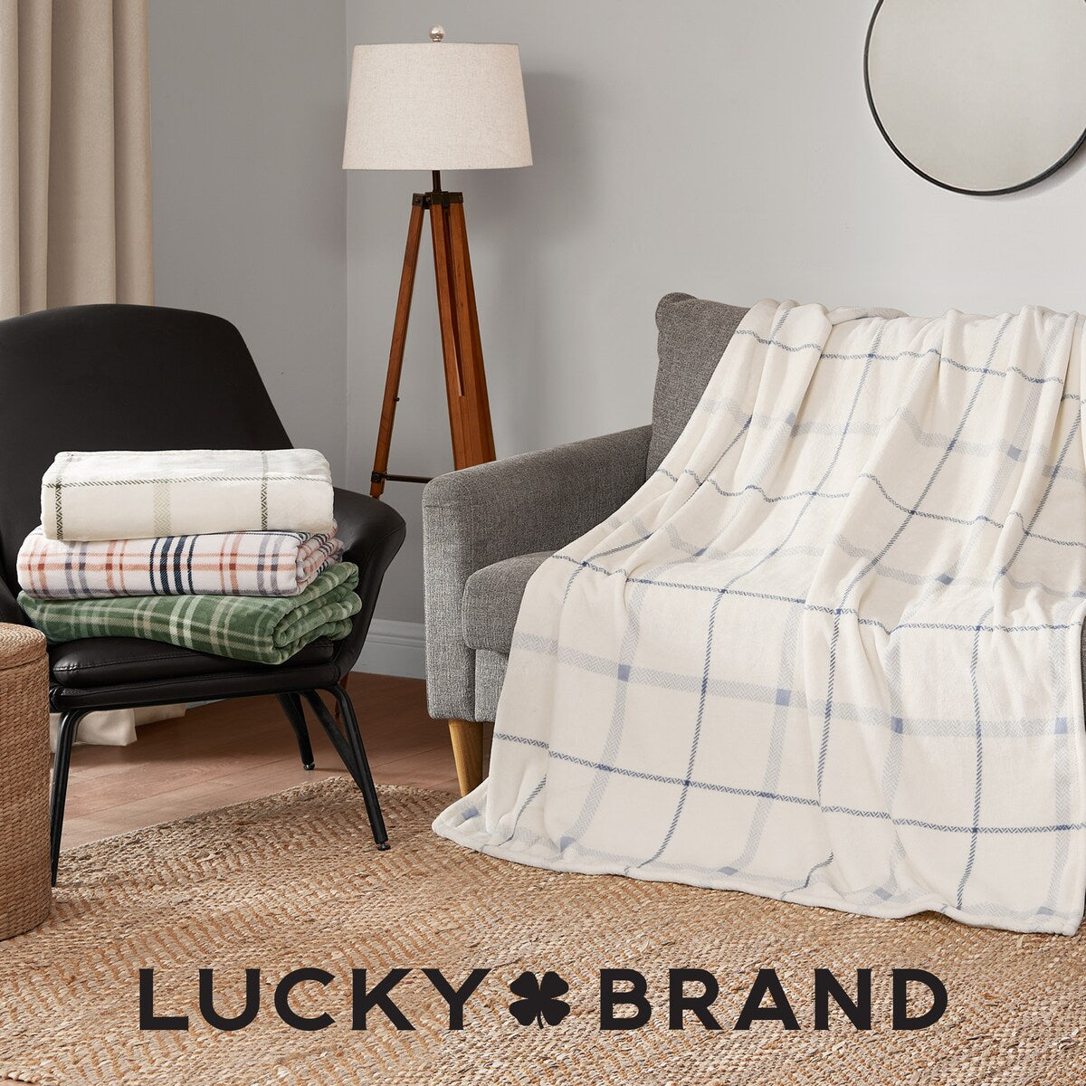 Lucky Brand Camper Plaid Throws Plush 50 x 70 Throw Blanket