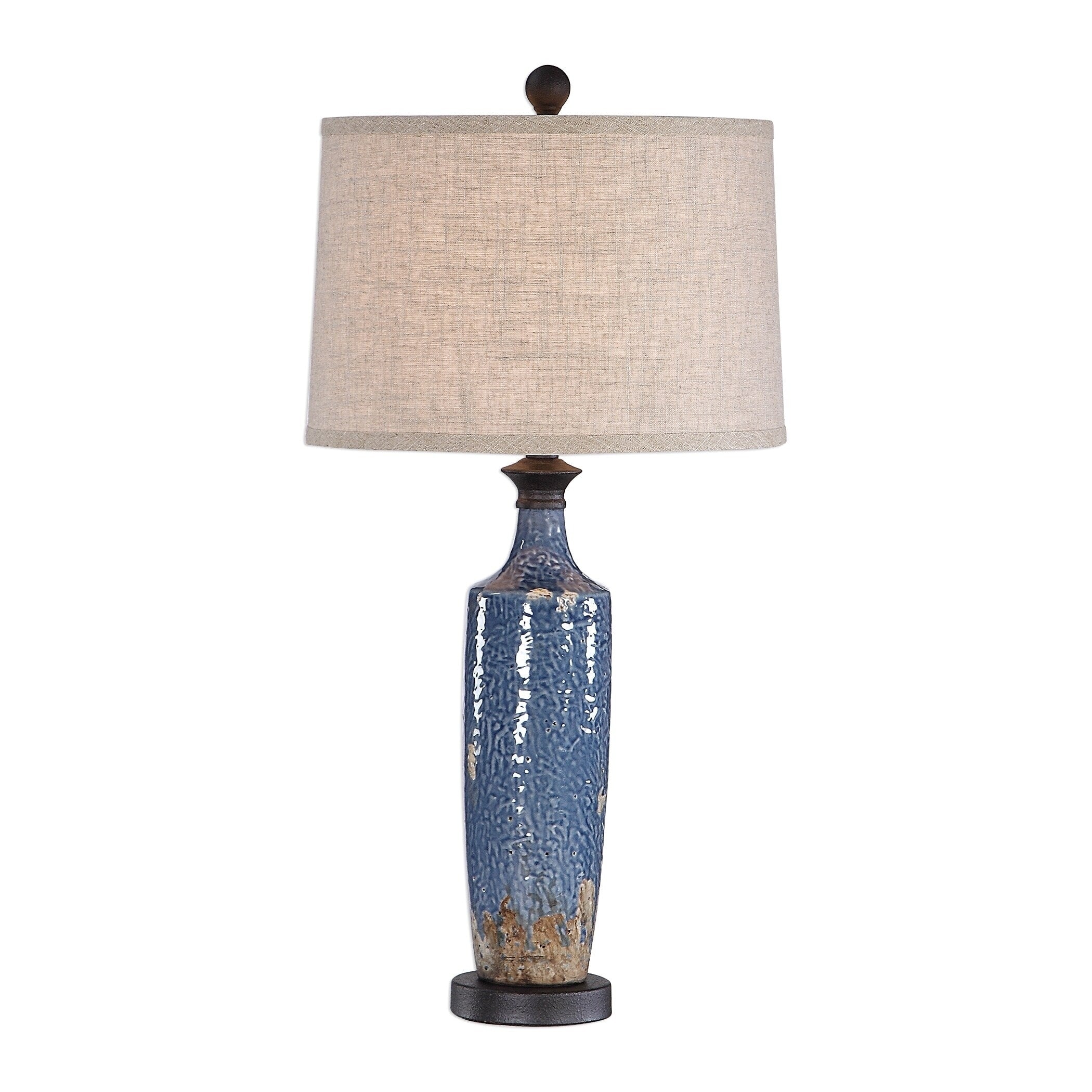 Bajze Blue and Khaki Textured Ceramic Table Lamp by Jim Parsons