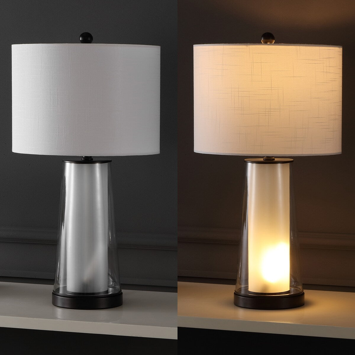 Celerie 26 Modern Minimalist Glass/Iron Nightlight LED Table Lamp, (Set of 2) by JONATHAN Y