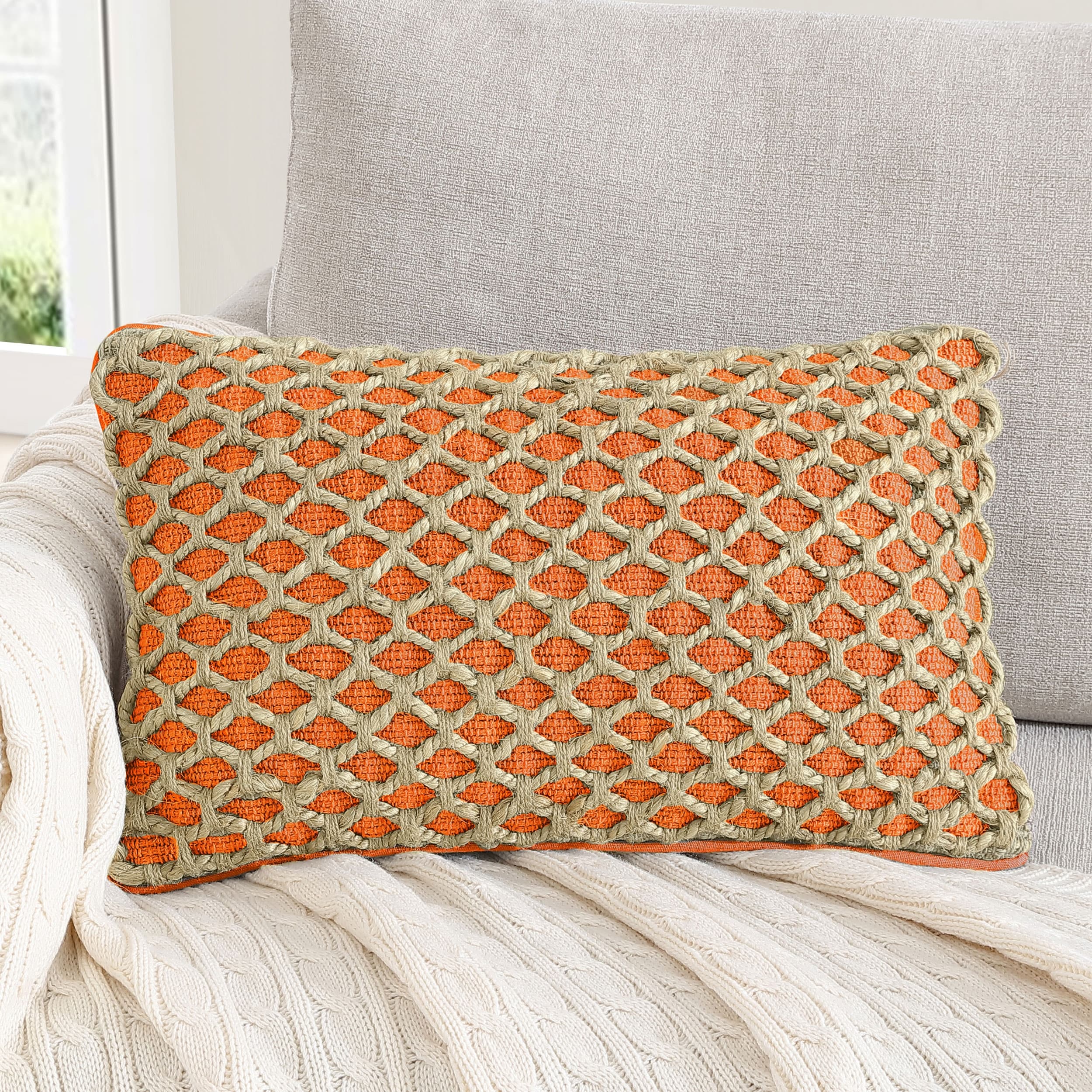 Boho Living Jada Braided Cotton/Jute Throw Pillows