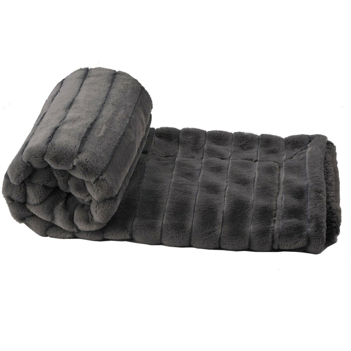 Ribbed 60 x 80 Super Soft Warm Cozy Couch Throw Blanket with Sherpa