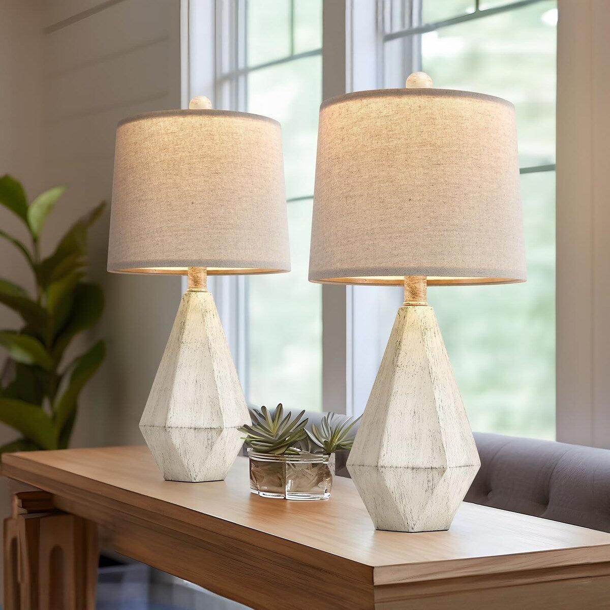 Table Lamp Set of 2, Bedside Lamp for Nightstand