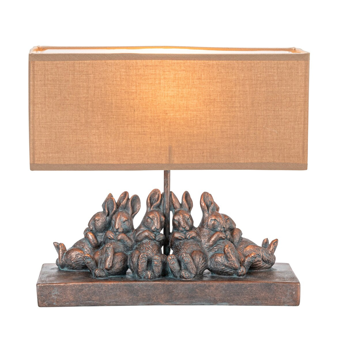 Resin Rabbit Table Lamp with Linen Shade