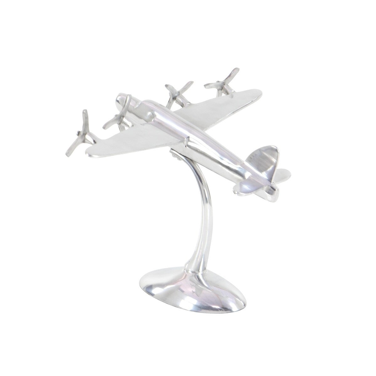 Aluminum Metal Airplane Decorative Sculpture - Silver - Roche River Decor