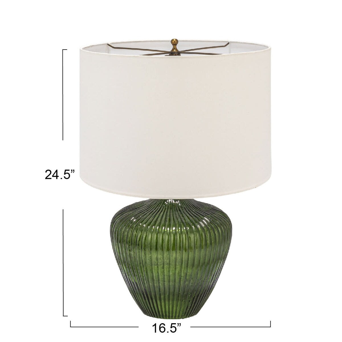 Glass Table Lamp with Drum Shade