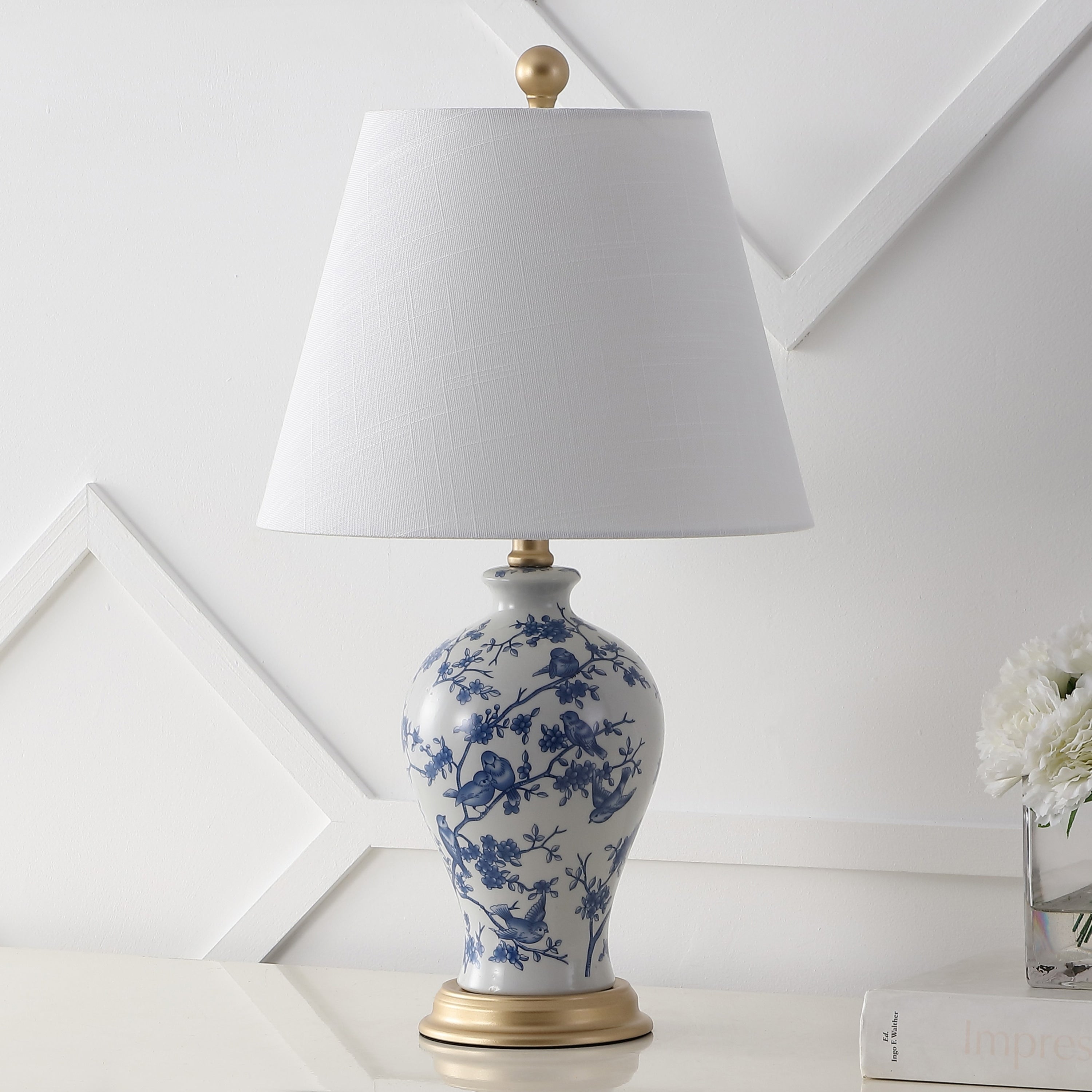 Grace 24 Floral LED Table Lamp, Multi/Brass by JONATHAN Y