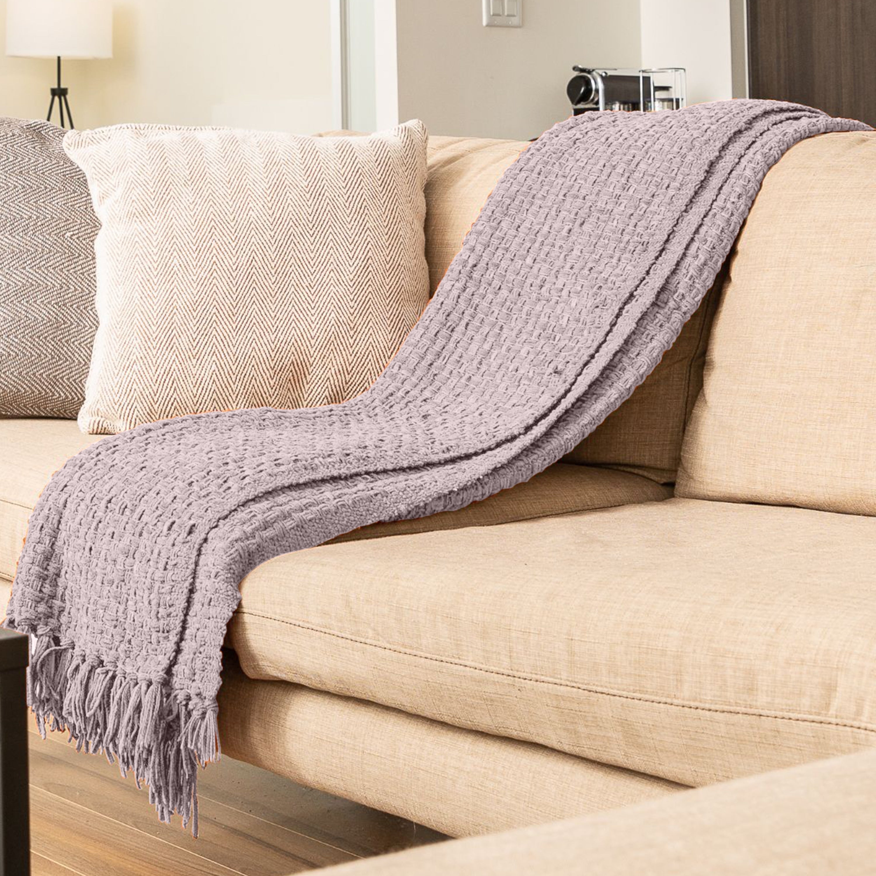 Fabstyles Chenille Basket Weave Polyester Throw Blanket