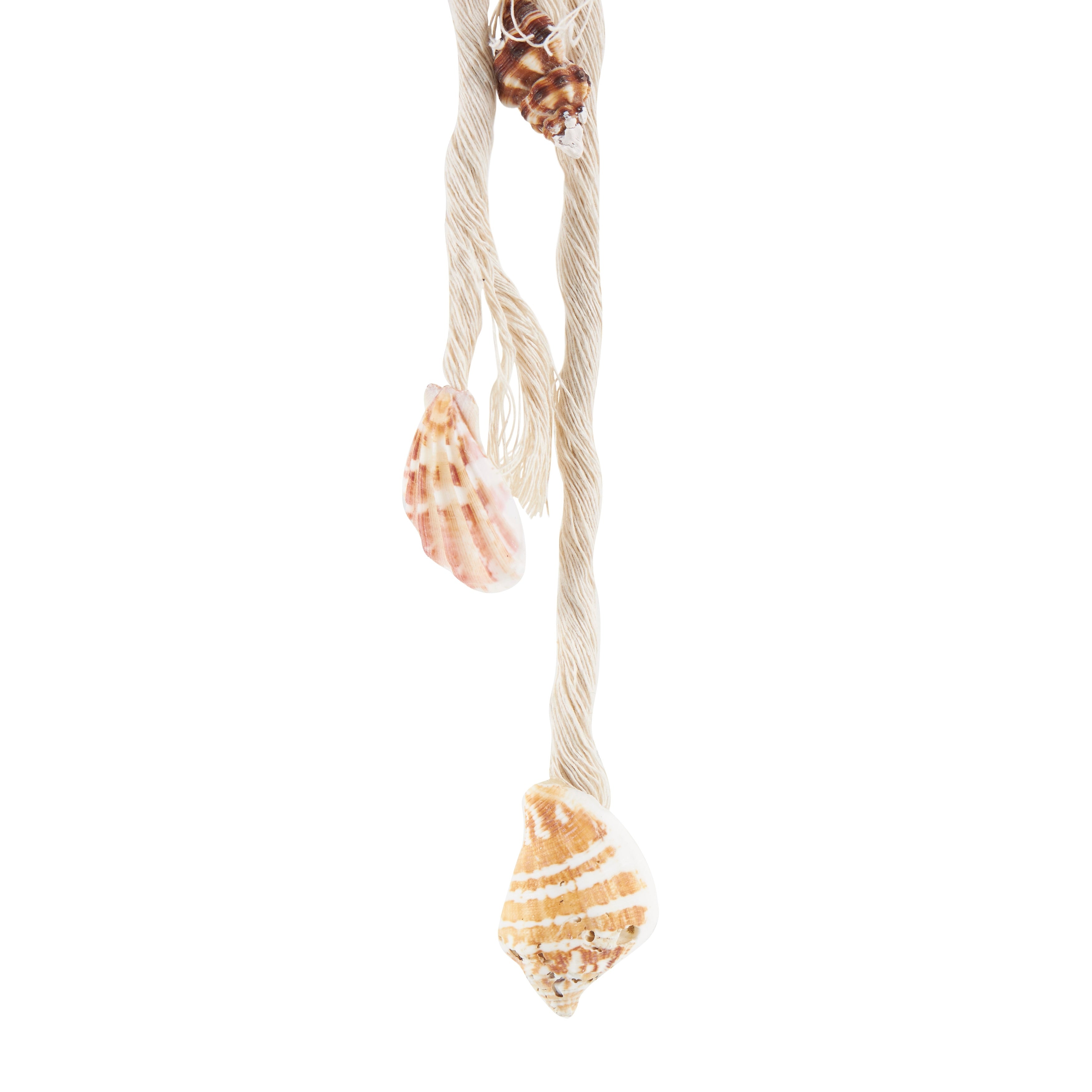 Cream Resin Handmade Layered Starfish Home Wall Decor with White Hanging Rope and Seashell Accents