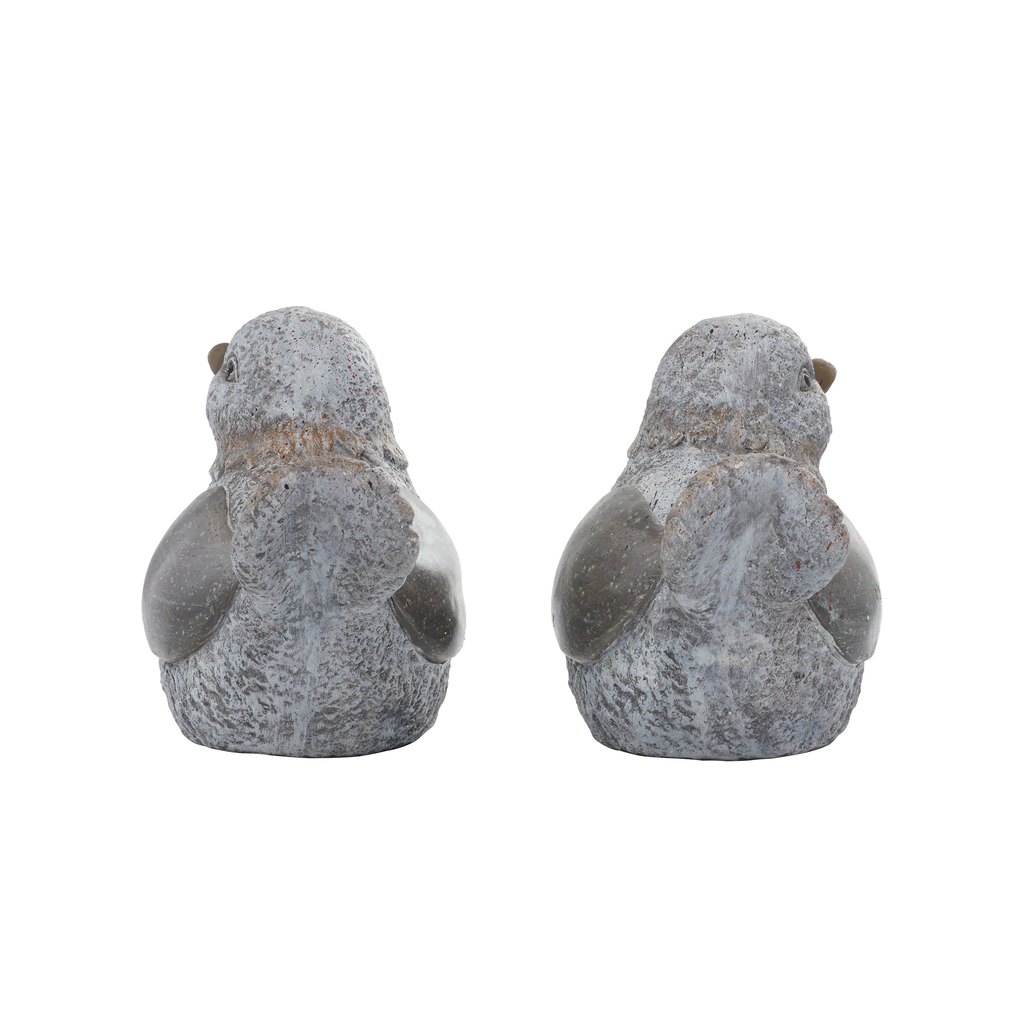 Grey Polystone Country Garden Sculpture Birds (Set of 2) - 13 x 10 x 7