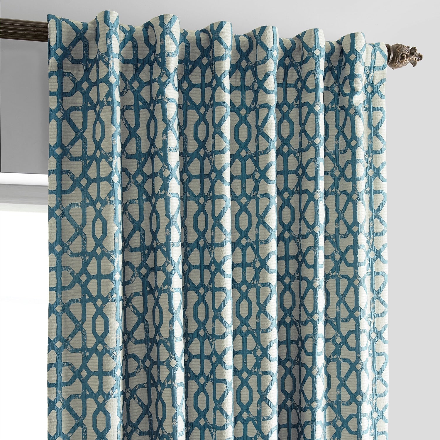 Exclusive Fabrics Jacquard Faux Silk Curtains - 1 Panel Room Darkening Curtain