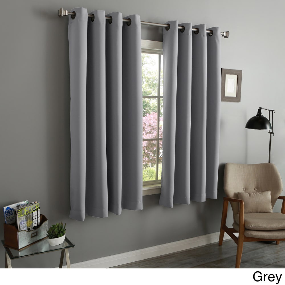 Aurora Home 54 Inch Thermal Insulated Blackout Grommet Top Curtain Panel Pair - 52w x 54l each - 52w x 54l each