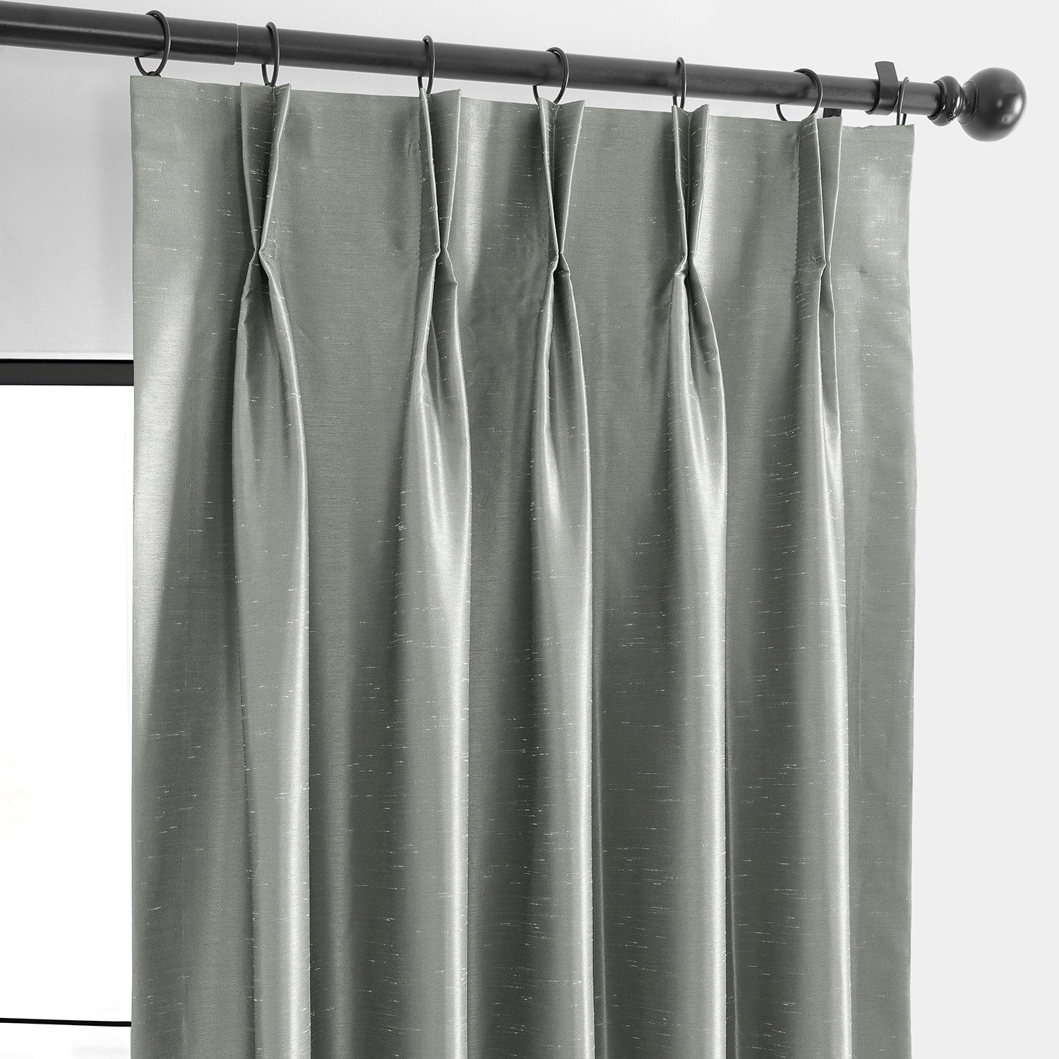 Exclusive Fabrics Solid Vintage Textured Faux Dupioni Silk Pleated Blackout Curtain (1 Panel)