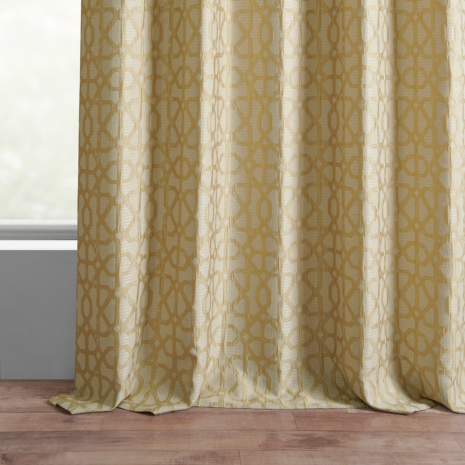 Exclusive Fabrics Jacquard Faux Silk Curtains - 1 Panel Room Darkening Curtain