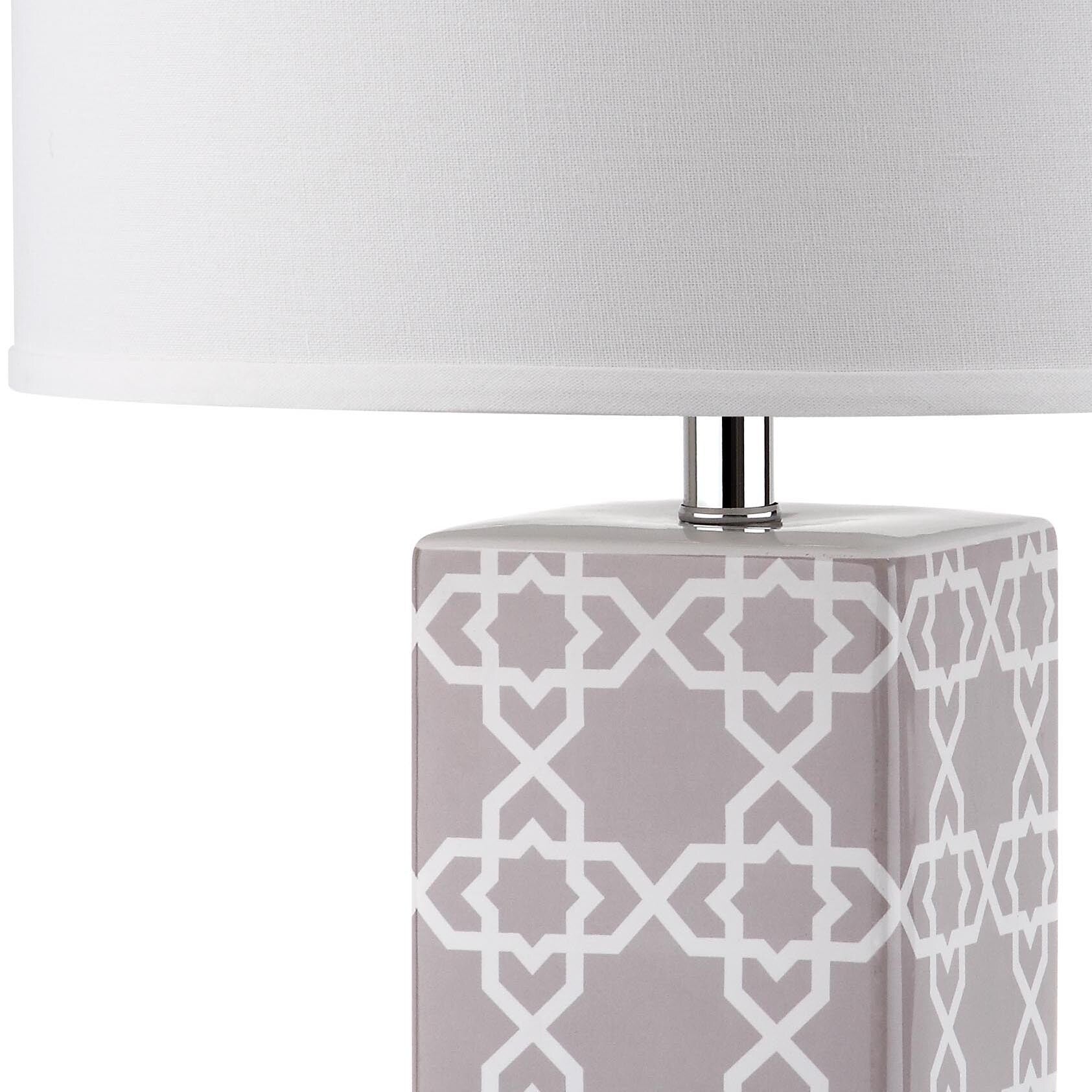 SAFAVIEH Lighting Nichelle 27-inch Navy Quatrefoil Table Lamp (Set of 2) - 15Wx15Dx27H